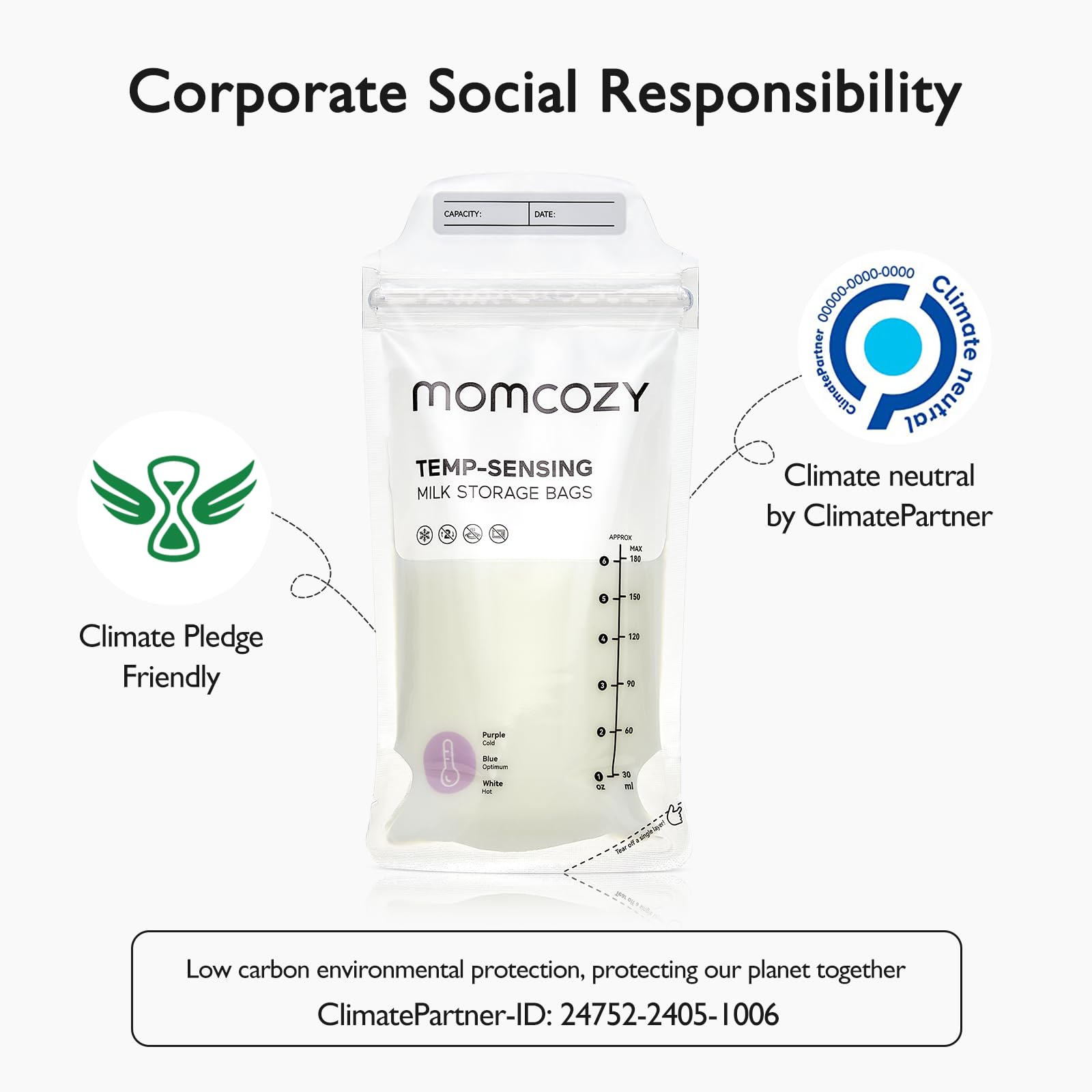 Foto 7 | Bolsas De Almacenamiento De Leche Materna Momcozy Temp-sensing 200 Unidades 180 Ml - Venta Internacional.