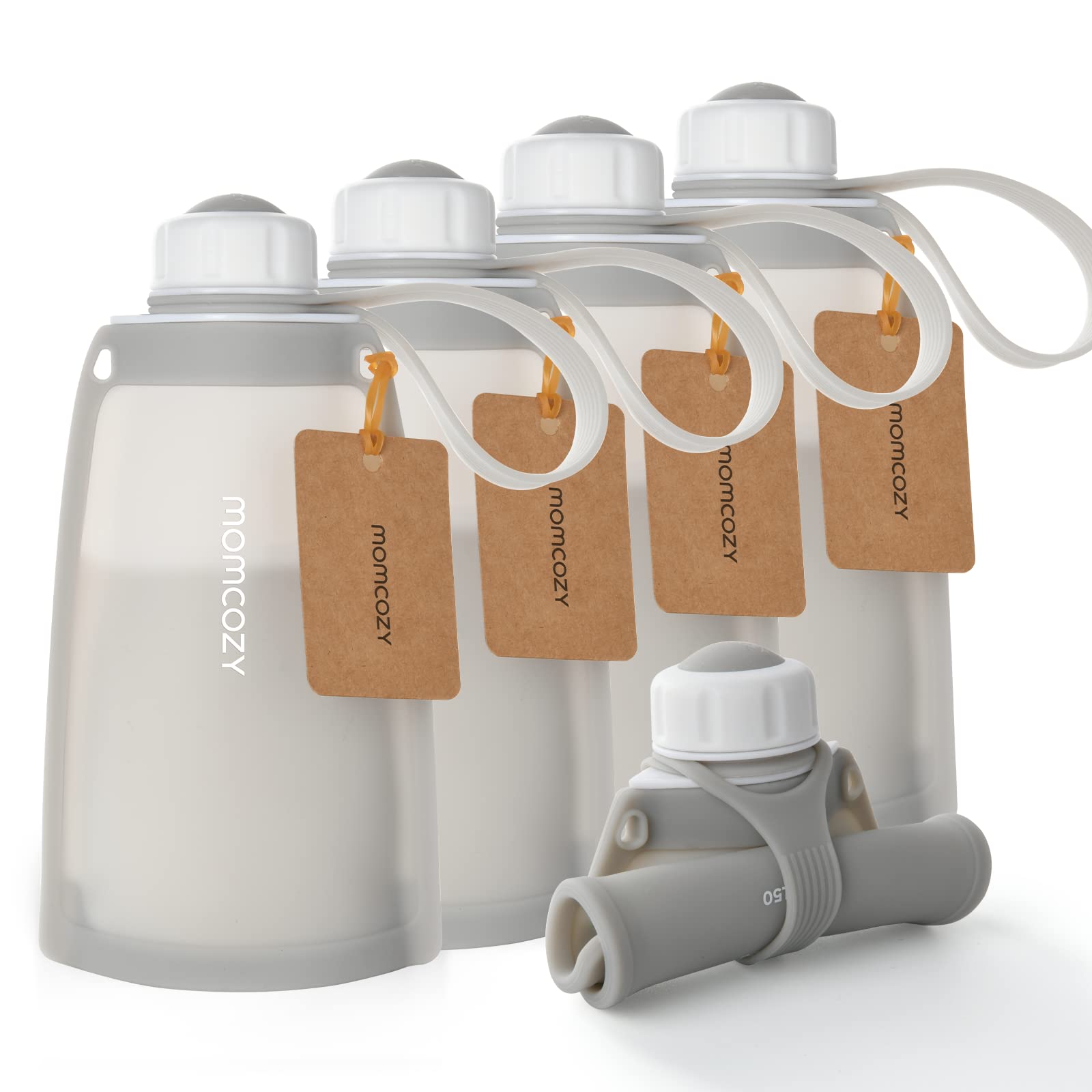 Foto 1 | Bolsas De Almacenamiento De Leche Materna Momcozy De Silicona, 250 Ml, 5 Unidades, Color Gris - Venta Internacional.