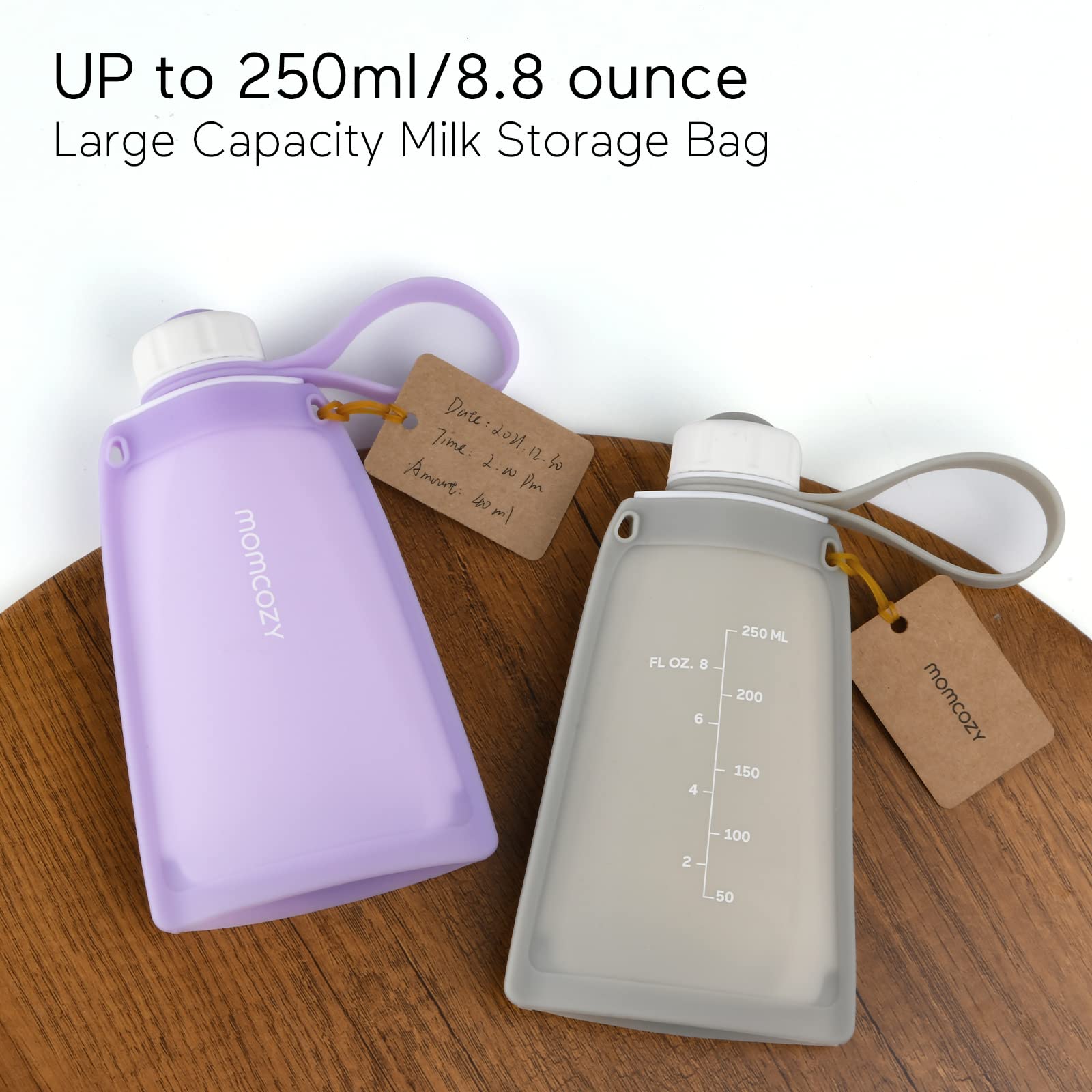 Foto 8 pulgar | Bolsas De Almacenamiento De Leche Materna Momcozy De Silicona, 250 Ml, 5 Unidades, Color Gris - Venta Internacional.