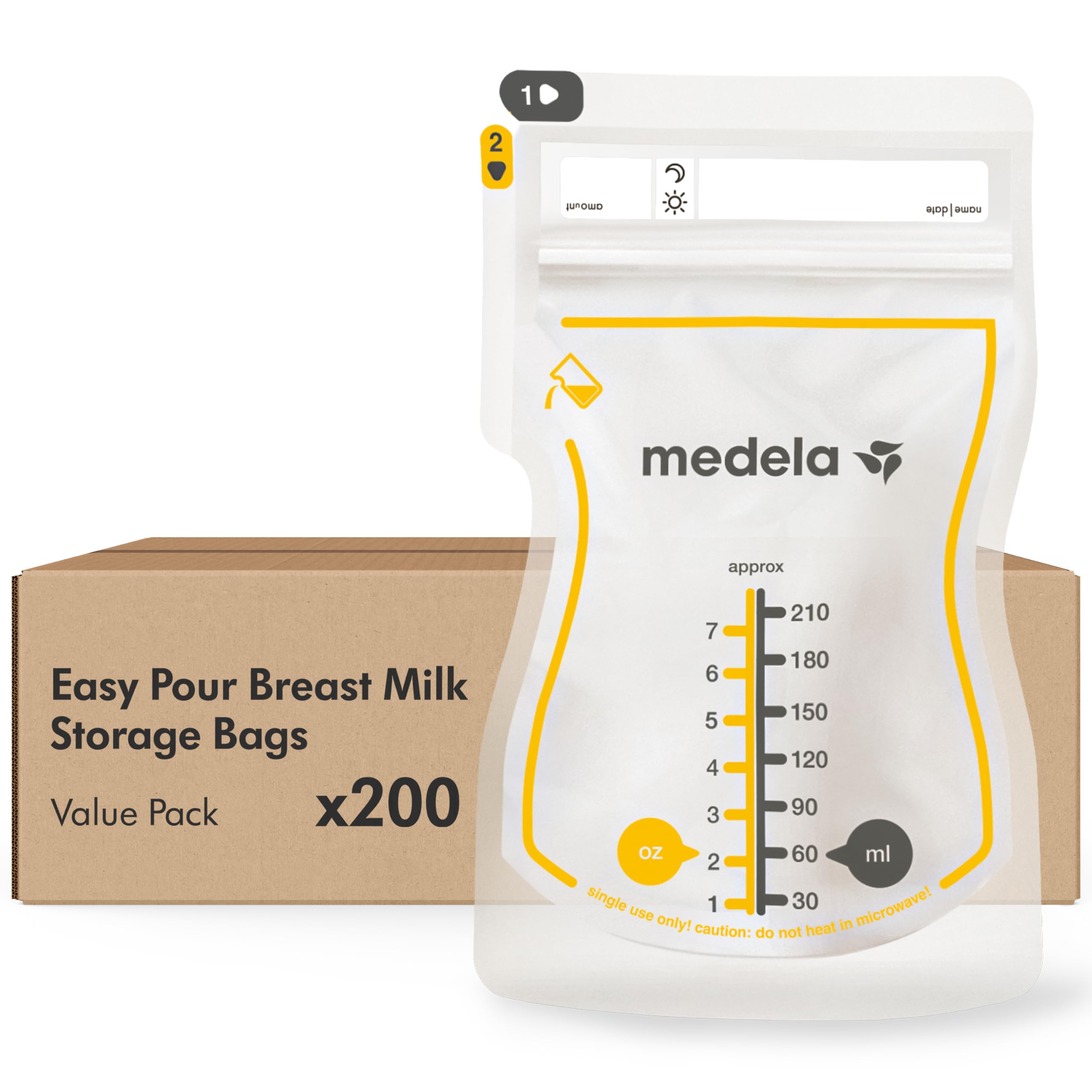 Foto 2 pulgar | Bolsas De Almacenamiento De Leche Materna Medela Easy Pour 210 Ml, 200 Unidades - Venta Internacional.
