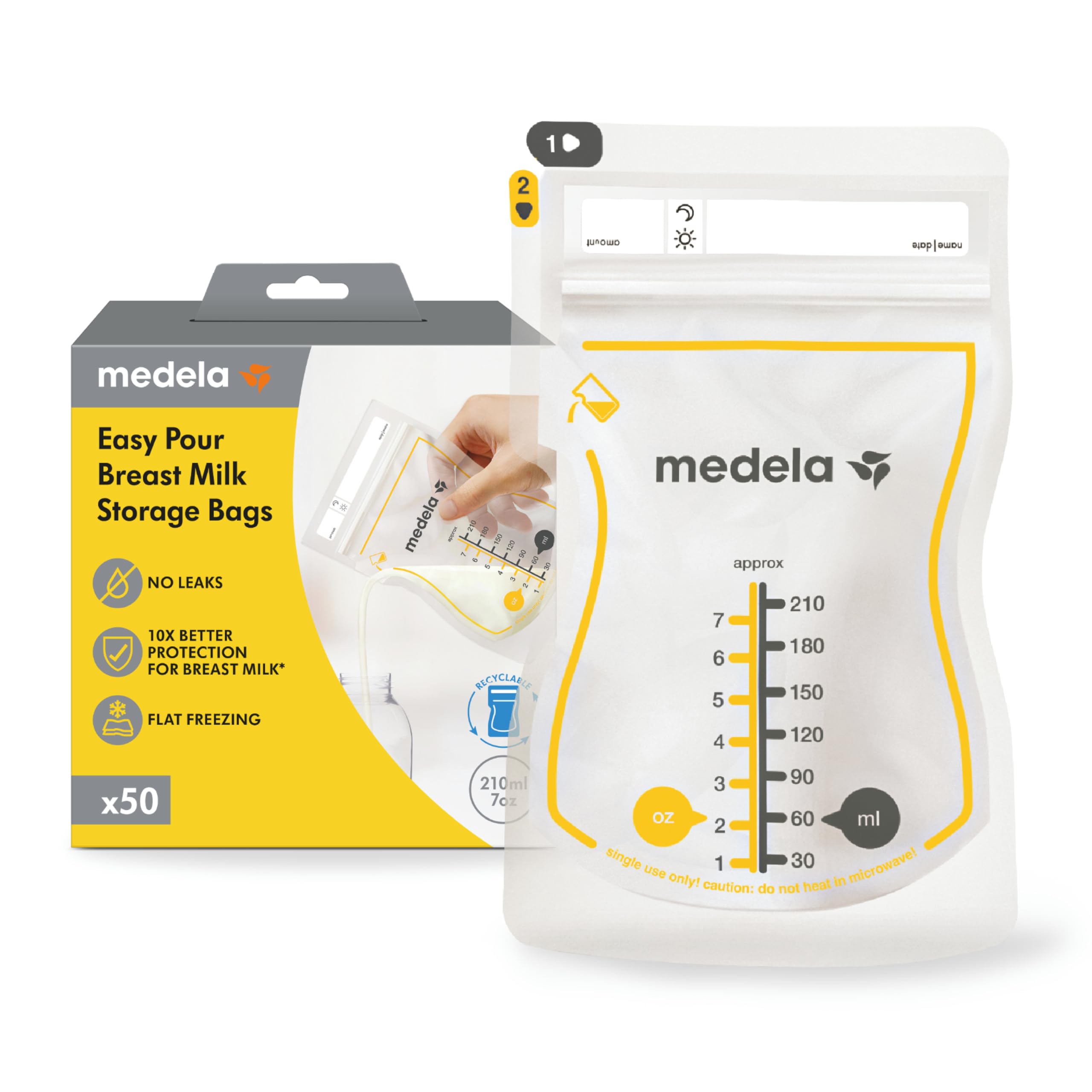 Bolsas De Almacenamiento De Leche Materna Medela Easy Pour, 210 Ml, 50 Unidades - Venta Internacional.