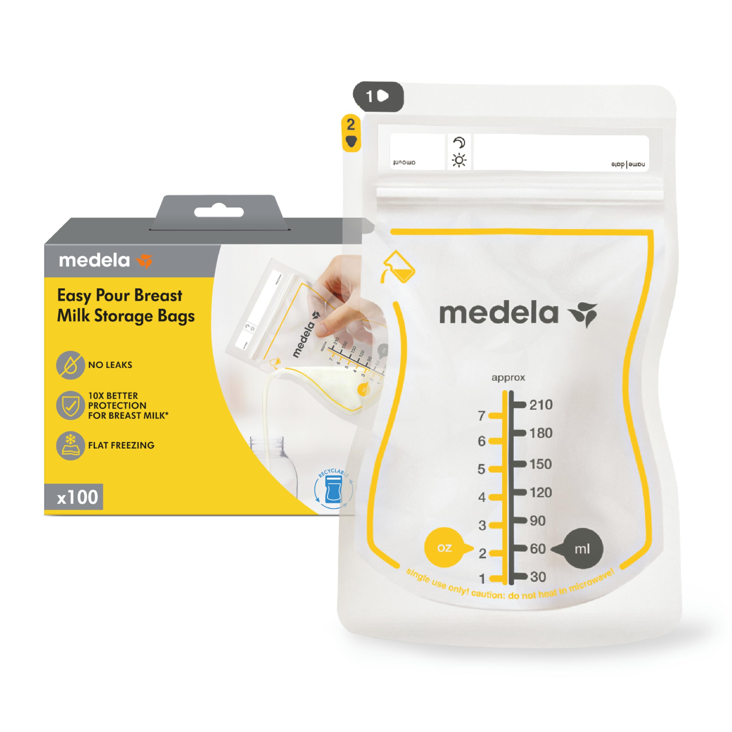 Foto 2 pulgar | Bolsas De Almacenamiento De Leche Materna Medela Easy Pour, 210 Ml, 100 Unidades - Venta Internacional.