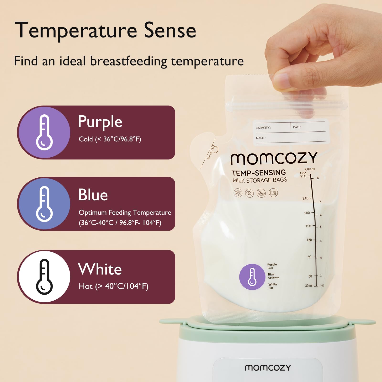 Foto 3 pulgar | Bolsa De Almacenamiento De Leche Materna Momcozy Temp-sensing 200 Unidades 240 Ml - Venta Internacional.