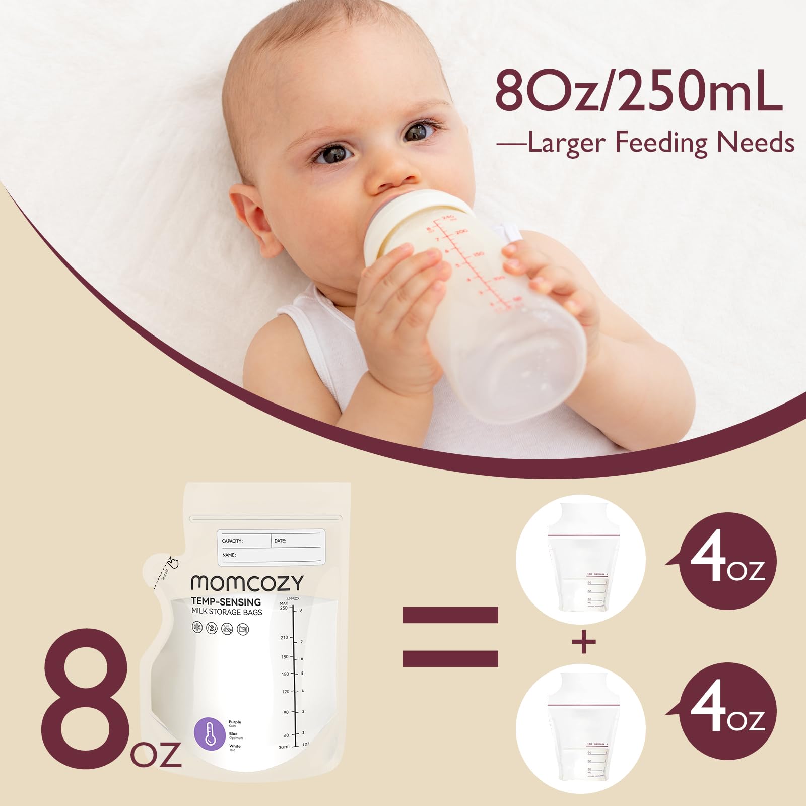 Foto 6 pulgar | Bolsa De Almacenamiento De Leche Materna Momcozy Temp-sensing 200 Unidades 240 Ml - Venta Internacional.