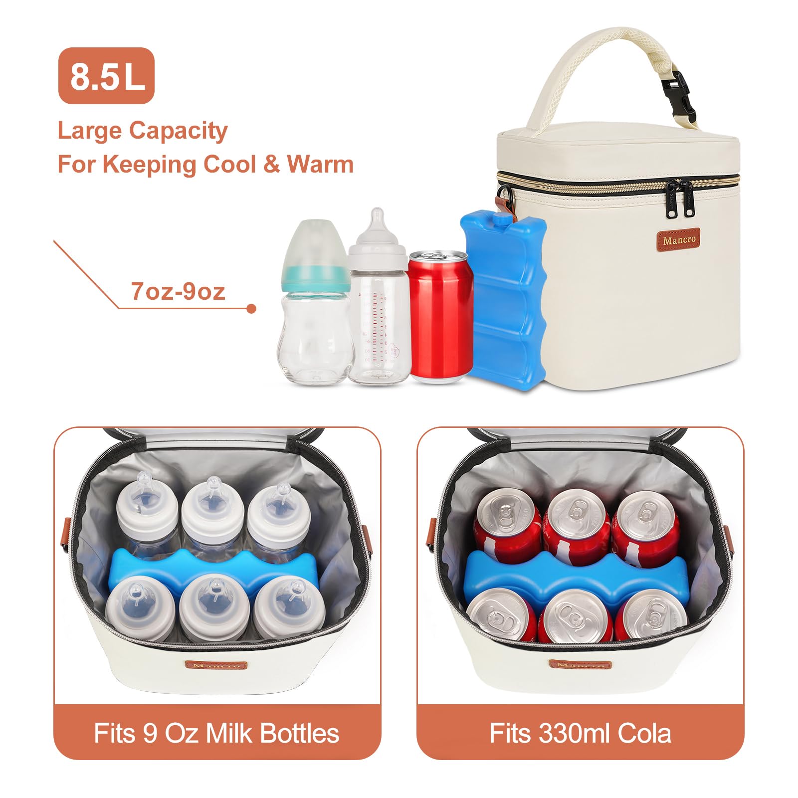Foto 4 pulgar | Bolsa Refrigeradora Para Leche Materna Mancro Con Bolsa De Hielo De 8 5 L (crema) - Venta Internacional.