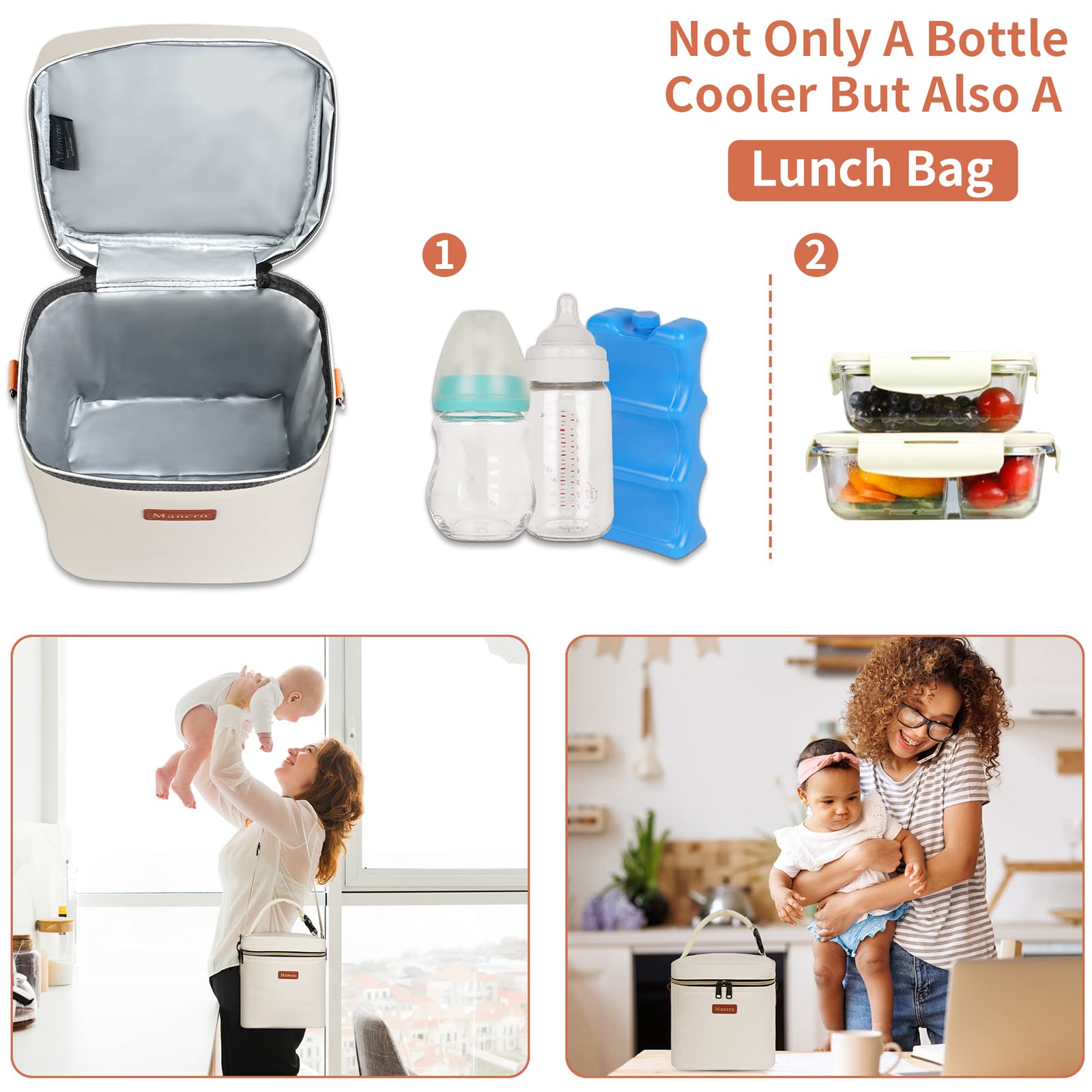 Foto 7 pulgar | Bolsa Refrigeradora Para Leche Materna Mancro Con Bolsa De Hielo De 8 5 L (crema) - Venta Internacional.