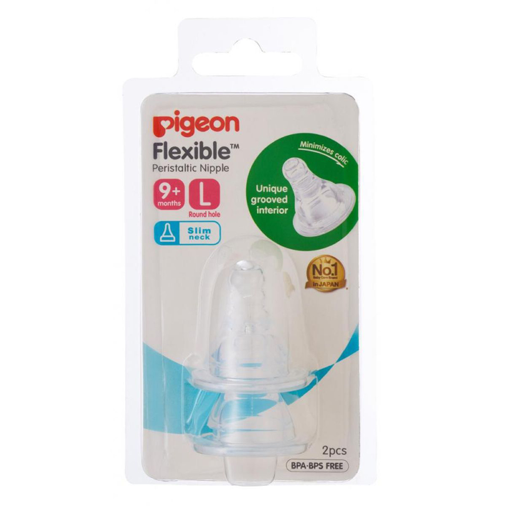 Tetina Pigeon Peristáltico Cuello Estándar Flujo Rápido 2 Pz