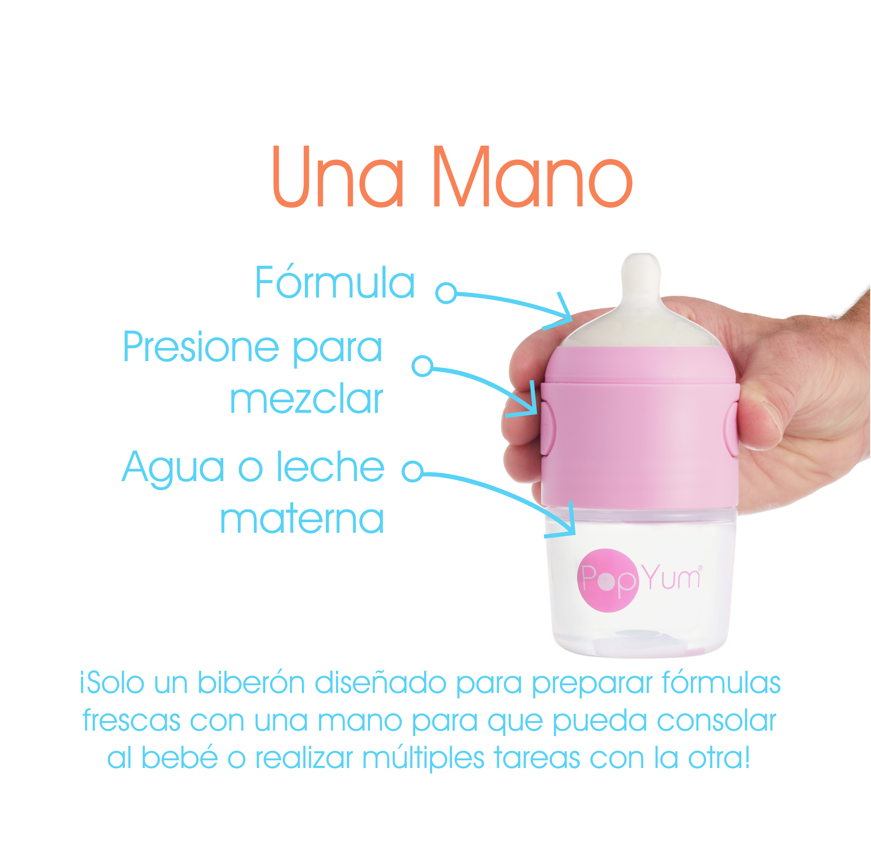 Foto 3 pulgar | Popyum Biberón Anticólico De Bebé Para Mezclar Fórmula 5oz / 150ml Paquete De 2 Piezas Rosa