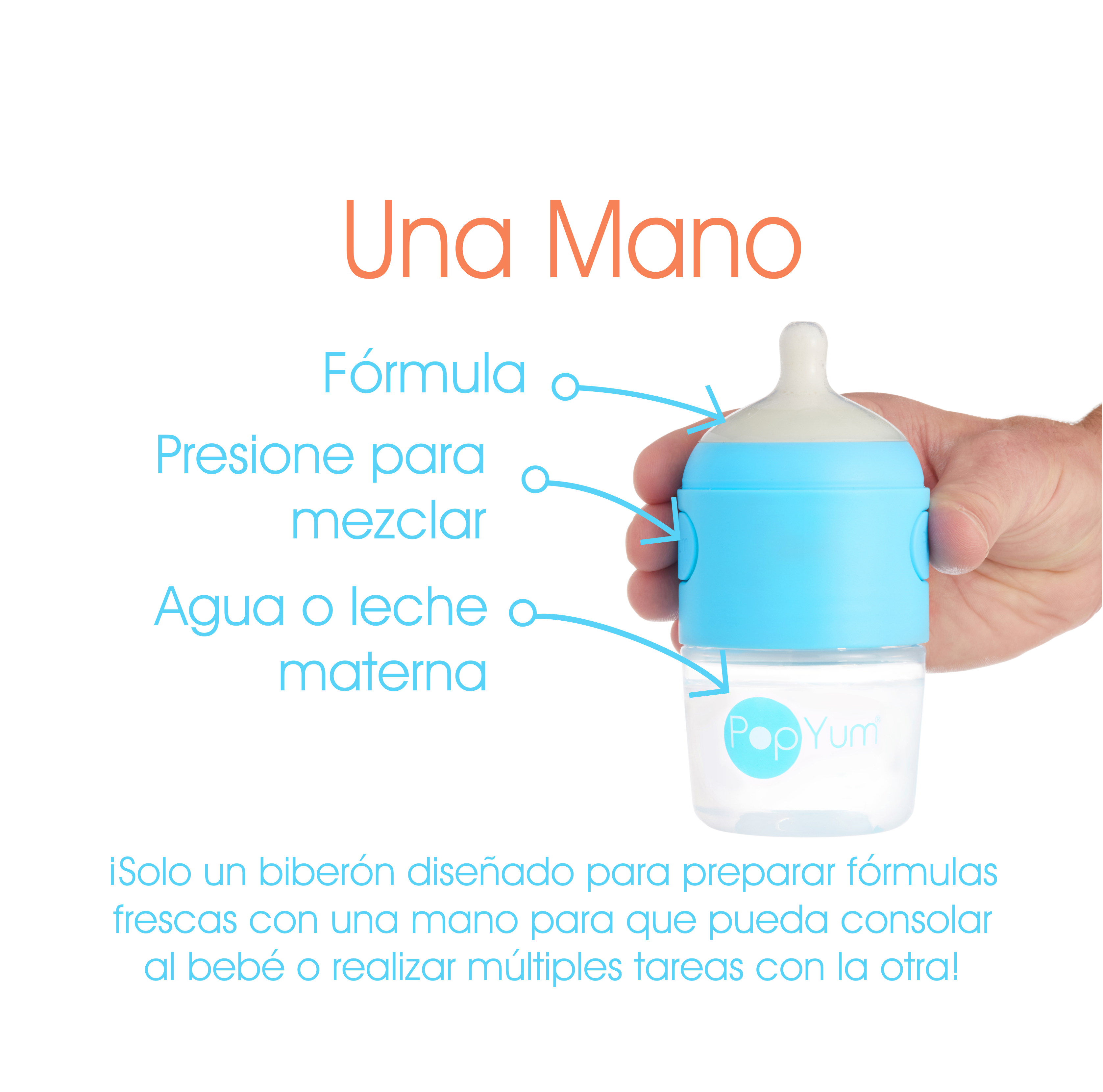 Foto 3 pulgar | Popyum Biberón Anticólico De Bebé Para Mezclar Fórmula 5oz / 150ml Paquete De 3 Piezas Azul