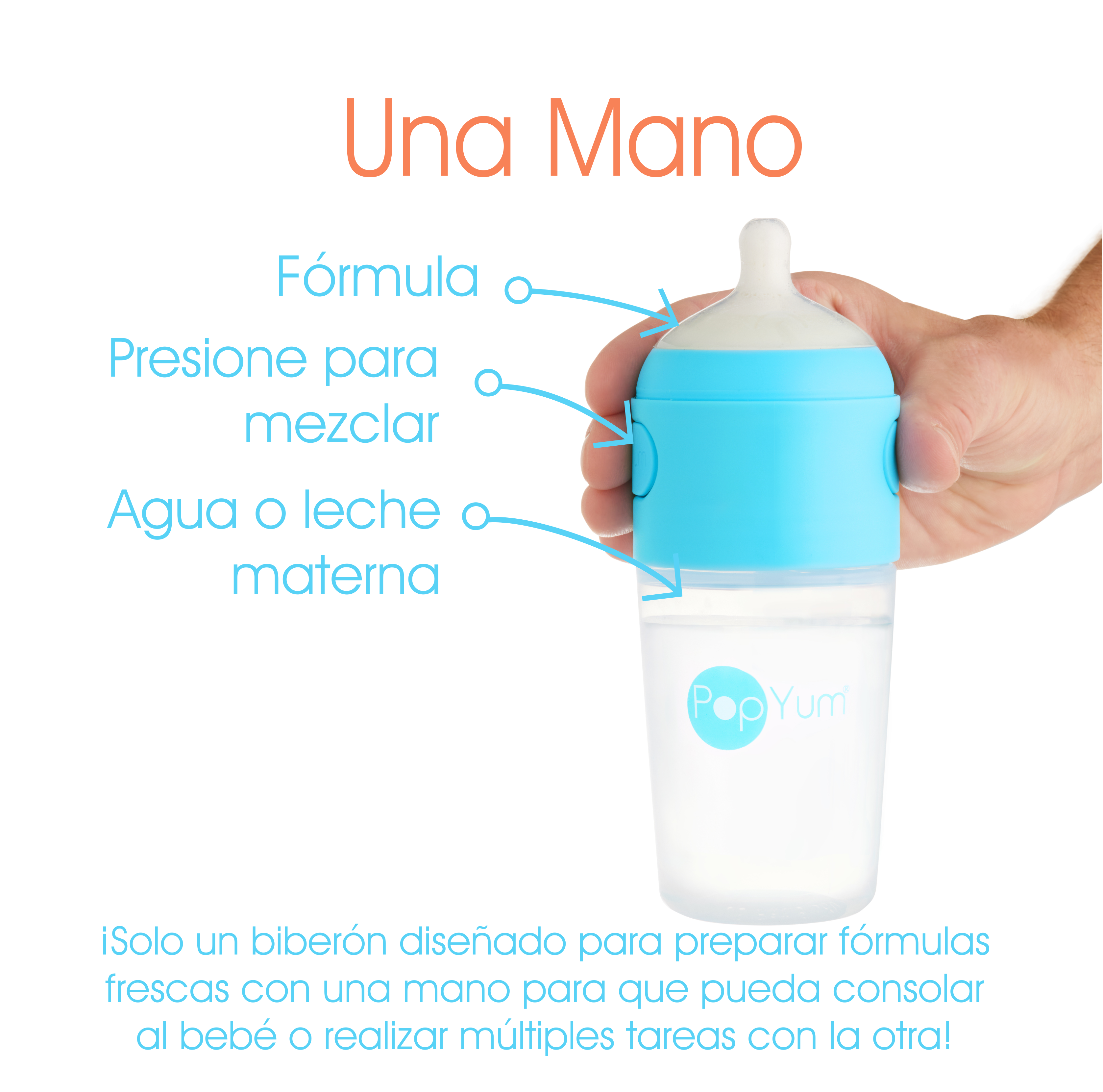 Foto 3 pulgar | Popyum Biberón Anticólico De Bebé Para Mezclar Fórmula 9oz / 260ml Paquete De 3 Piezas Azul