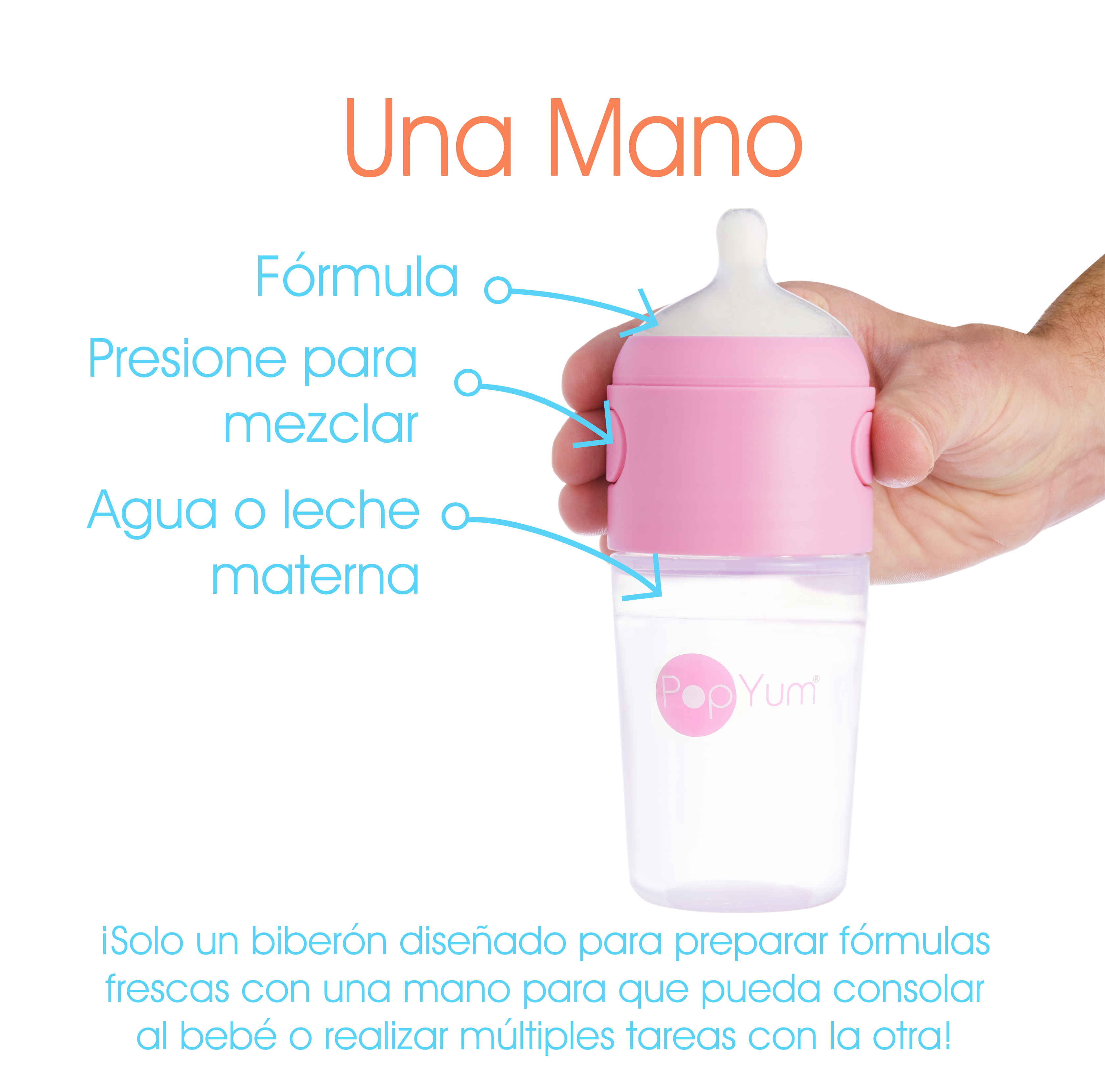 Foto 3 pulgar | Popyum Biberón Anticólico De Bebé Para Mezclar Fórmula 9oz / 260ml Paquete De 3 Piezas Rosa