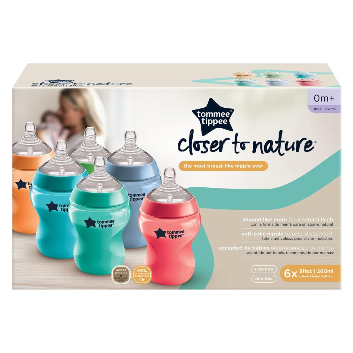 Foto 4 pulgar | Biberones Tommee Tippee Close To Nature 9 Oz Fiesta 6 Piezas