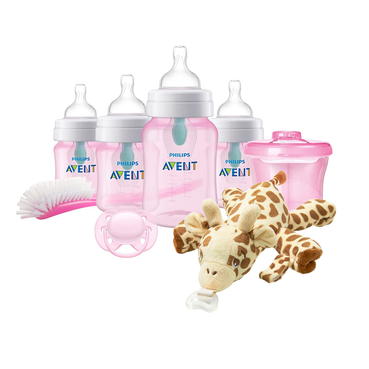 Biberón Set Rn Anticólicos + Snuggle Avent 9pz color Rosa