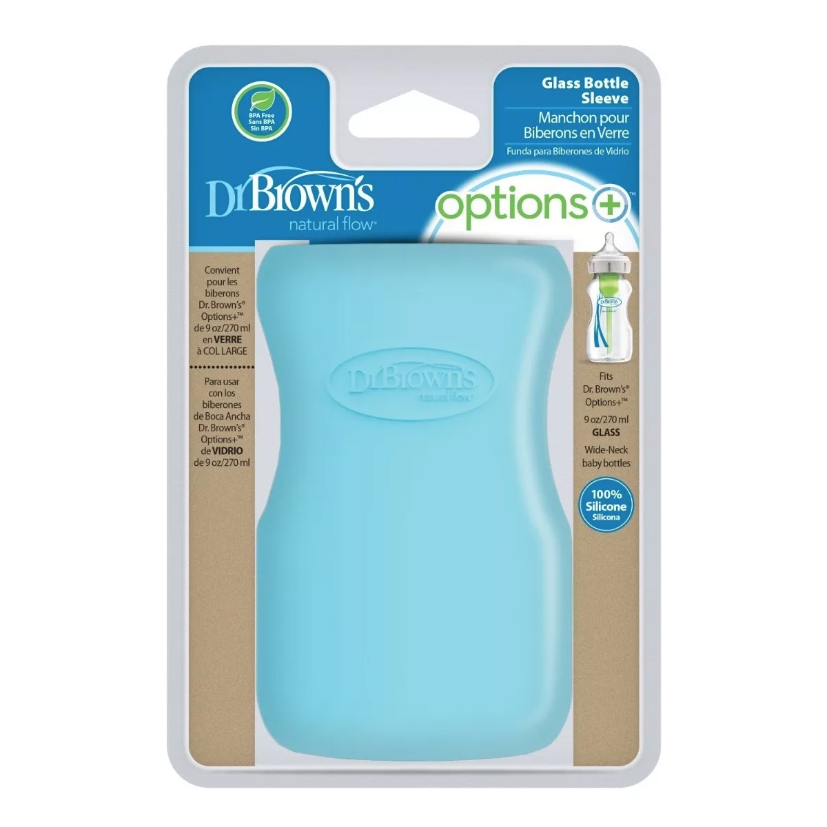 Funda Para Biberón Dr Browns Options + Vidrio 9 Oz Azul