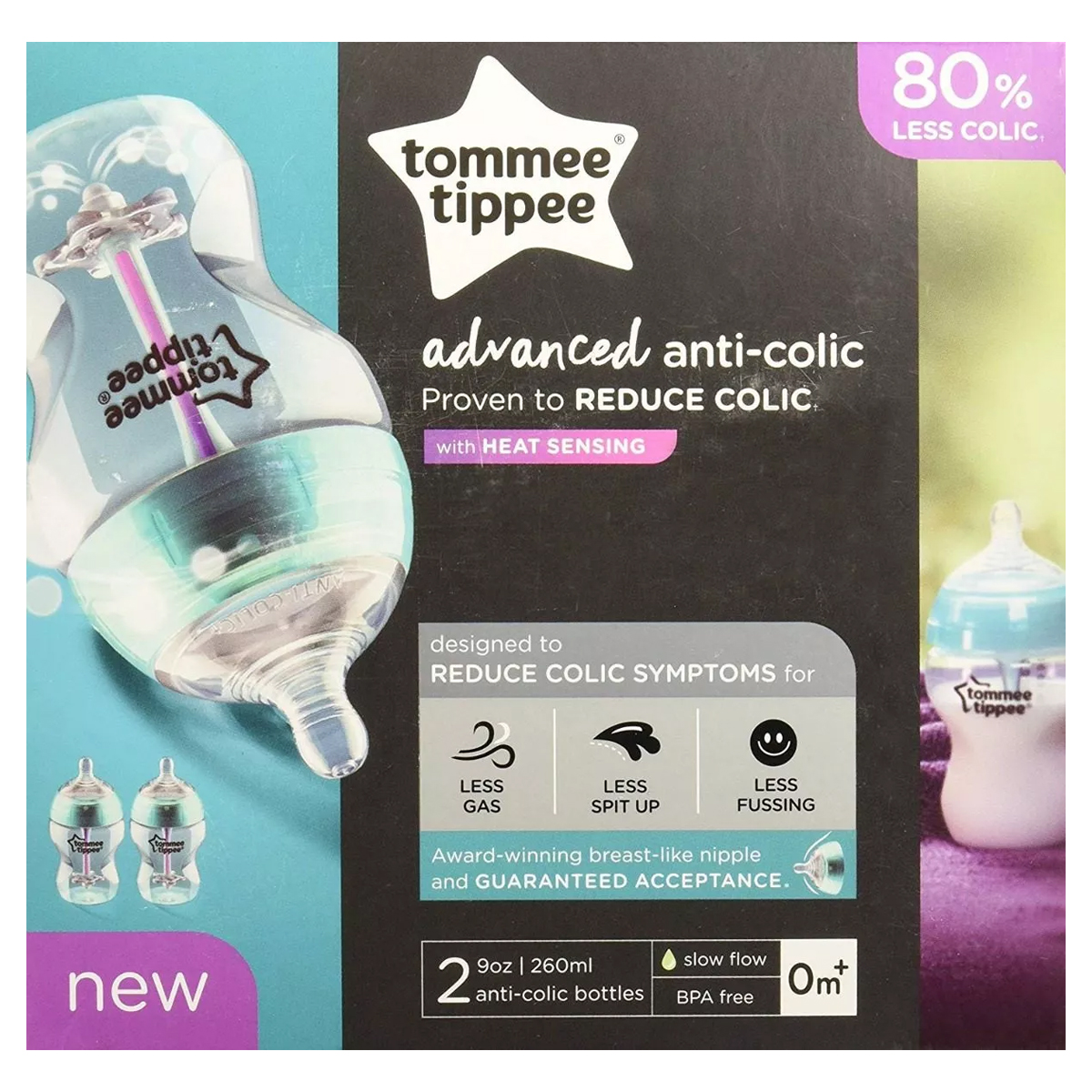 Foto 3 pulgar | Biberones Advanced Anticolicos Tommee Tippee 9 Oz 2 Piezas