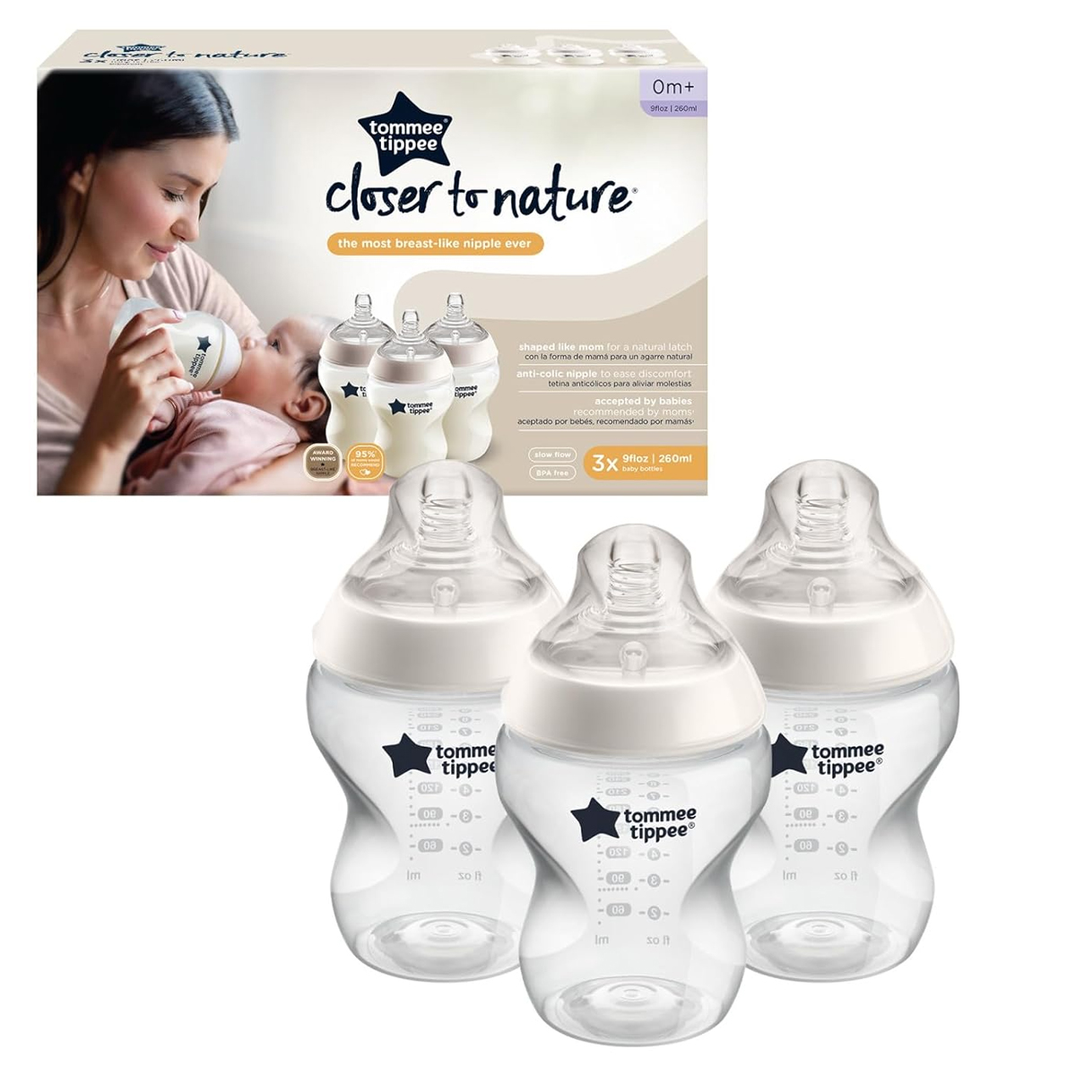 Foto 3 pulgar | Biberones Tommee Tippee Closer To Nature Transparentes 9 Oz 3 Unidades