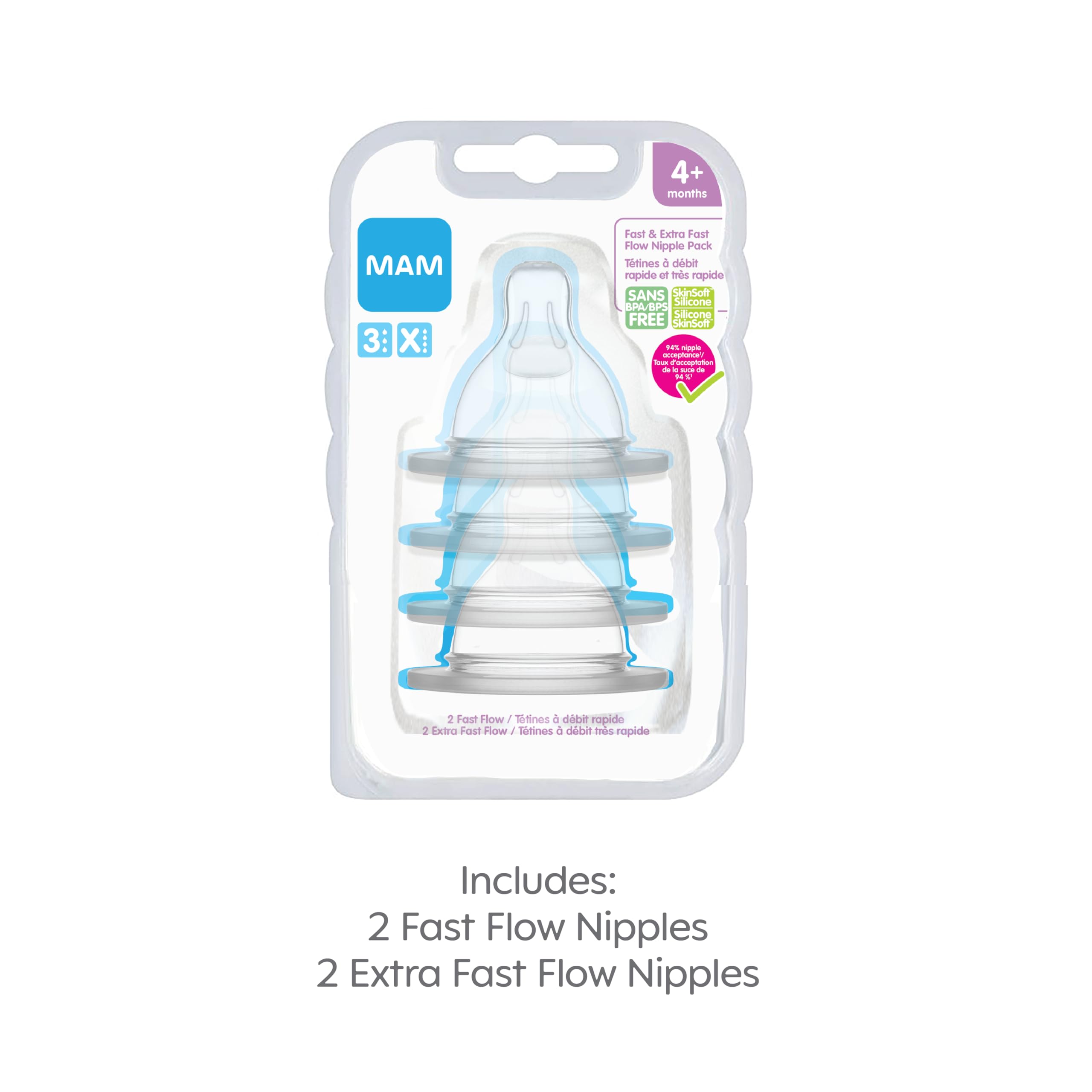 Foto 3 pulgar | Bottle Nipples Mam Mixed Flow Flow, Niveles 3 Y 4, Paquete De 4 - Venta Internacional.