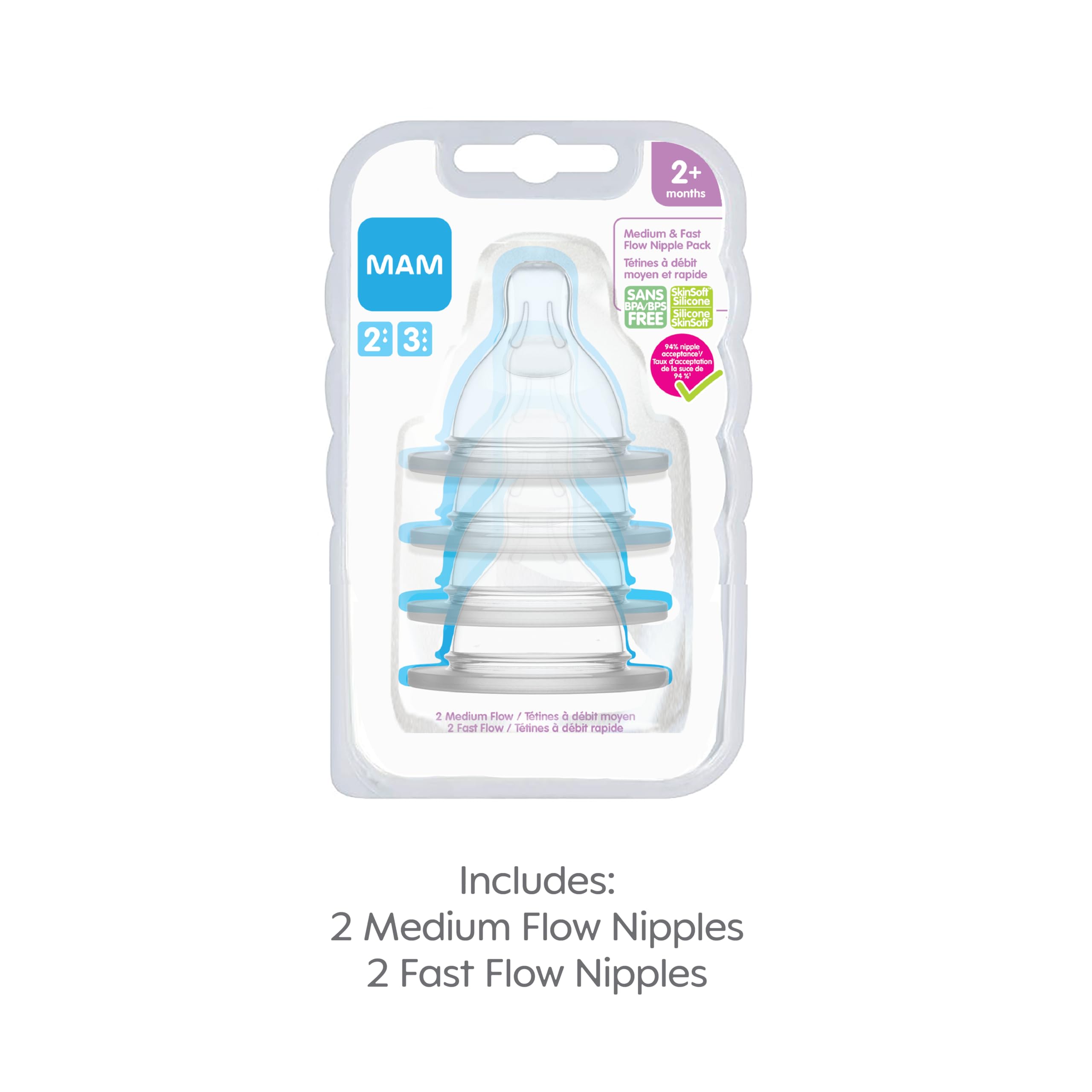 Foto 3 pulgar | Bottle Nipples Mam Mixed Flow De Silicona De Nivel 2 Y 3, Paquete De 4 - Venta Internacional.