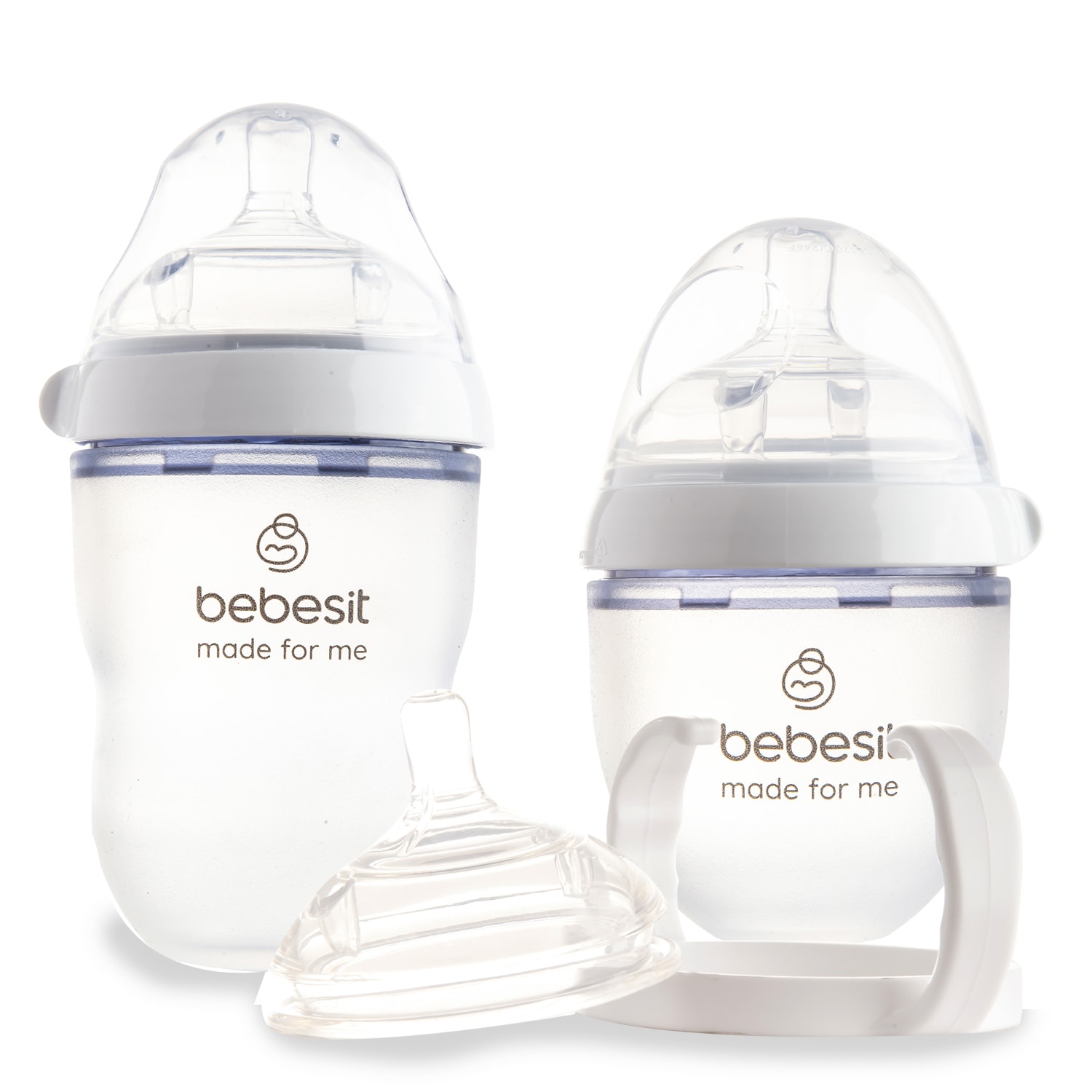 Set 2 Biberones + Tetina + Asa Bebesit Flujo Adaptable 150/250 Ml $359