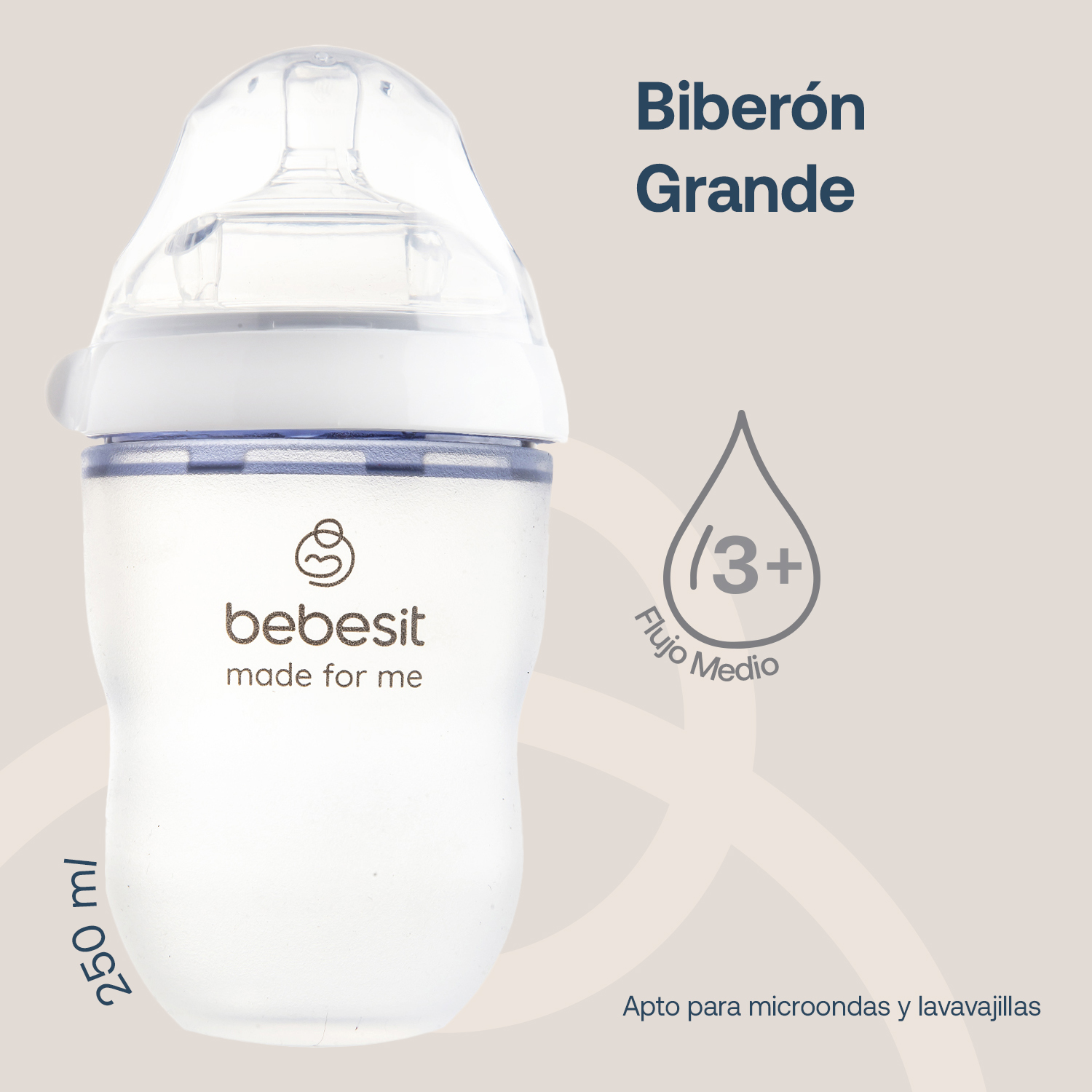 Foto 4 pulgar | Set 2 Biberones + Tetina + Asa Bebesit Flujo Adaptable 150/250 Ml