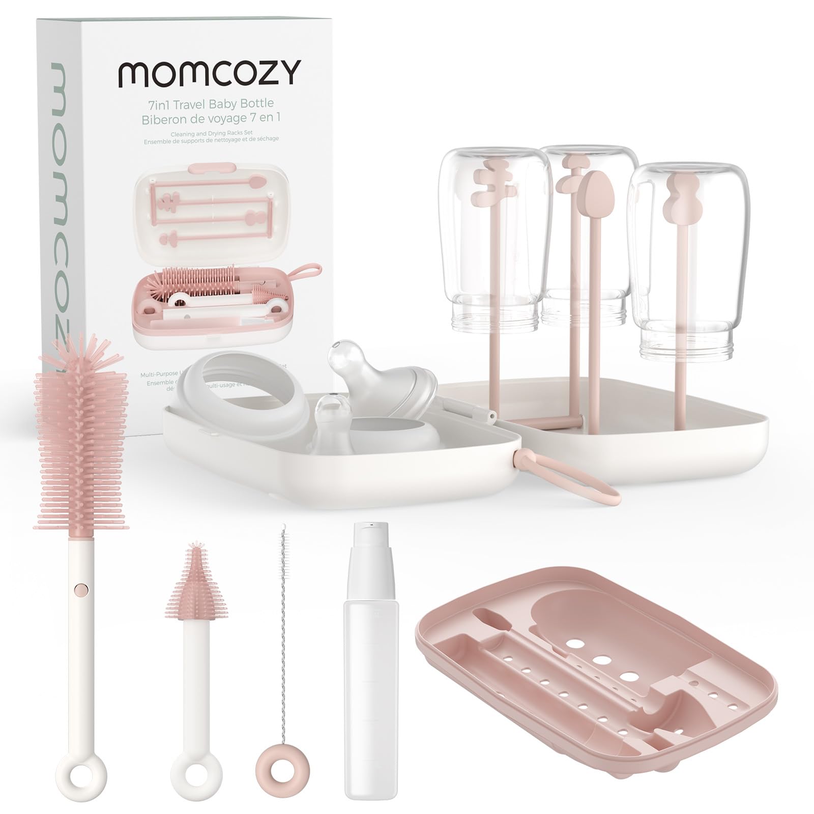 Set De Cepillos Para Biberones Momcozy 7 En 1, Color Rosa - Venta Internacional.