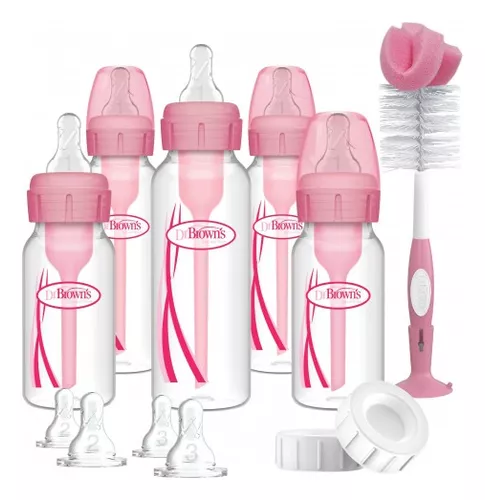 Set Biberones Dr Browns Options Estándar Con Escobillón Rosa
