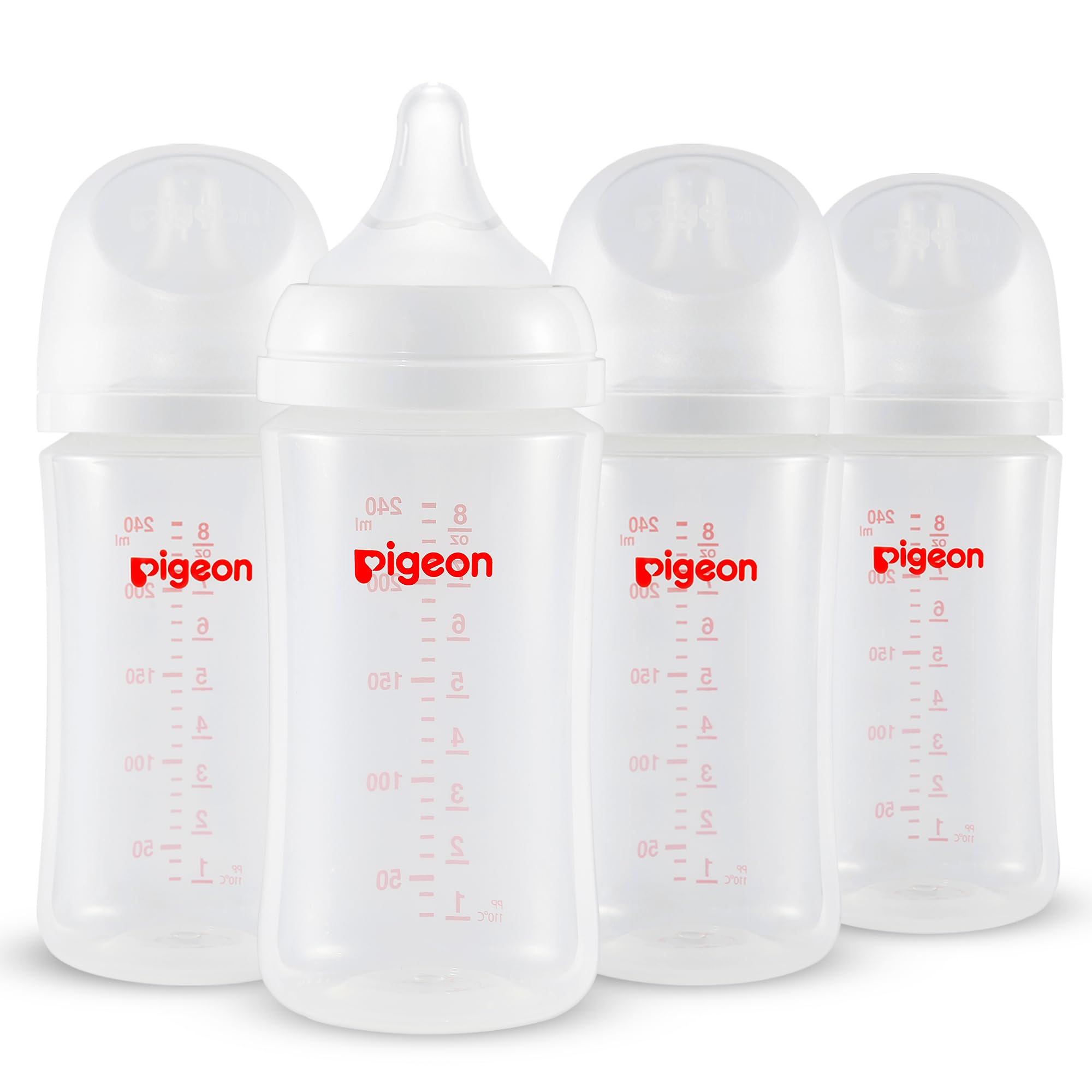 Biberón Pigeon PP para Lactancia Cuello Ancho 240 ml Anticólico 4 Unidades - Venta Internacional