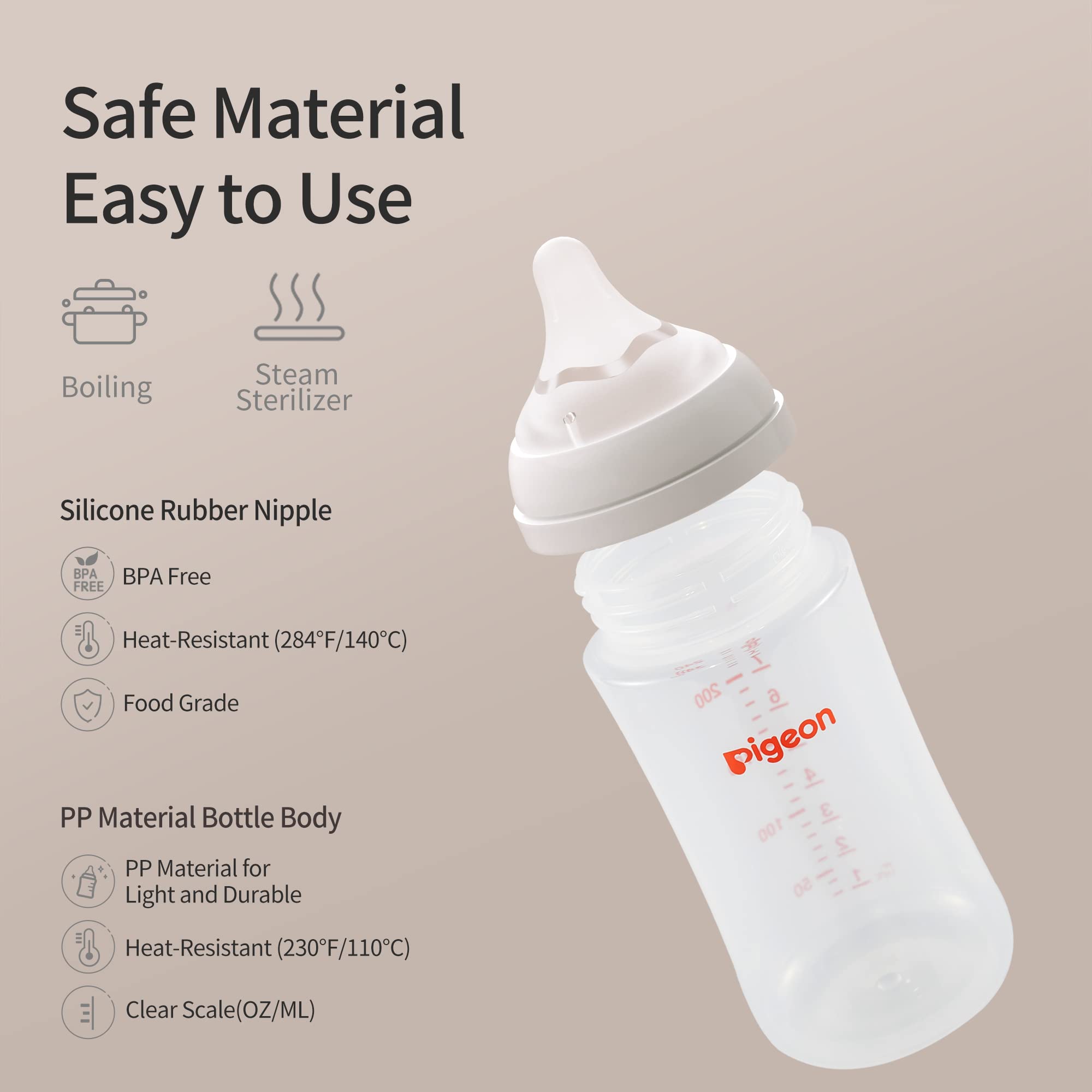 Foto 8 pulgar | Biberón Pigeon PP para Lactancia Cuello Ancho 240 ml Anticólico 4 Unidades - Venta Internacional