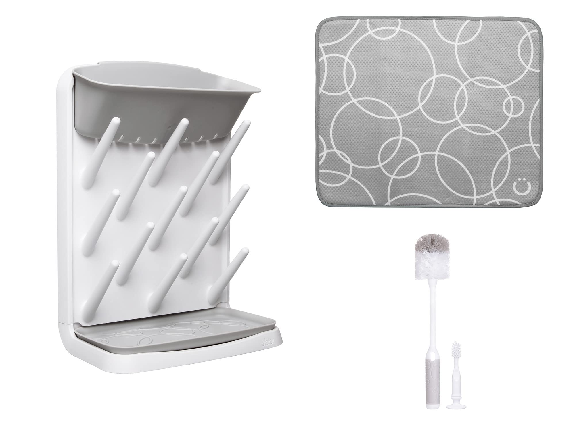 Foto 1 | Estante para Secar Botellas Ubbi Vertical con Cepillo para Botellas y Alfombrilla Gris - Venta Internacional