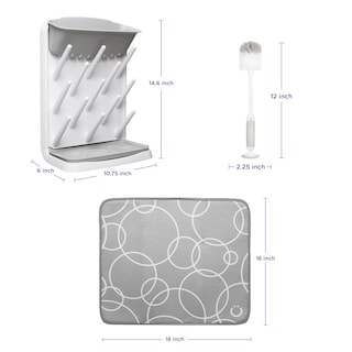 Foto 2 | Estante para Secar Botellas Ubbi Vertical con Cepillo para Botellas y Alfombrilla Gris - Venta Internacional