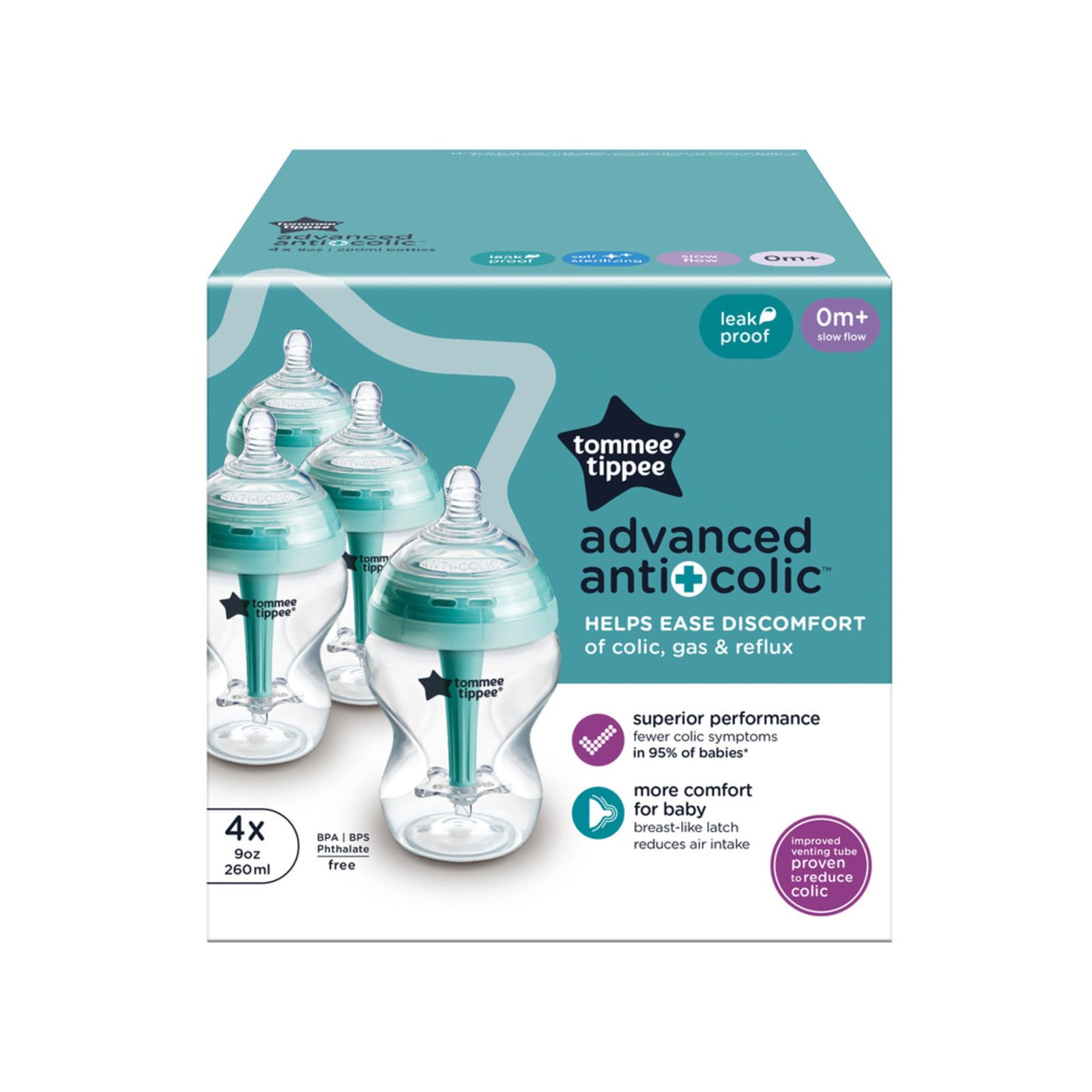 Foto 8 pulgar | Biberones Tommee Tippee Advanced Anticólico 260 ml 0 M+ Paquete de 4 - Venta Internacional