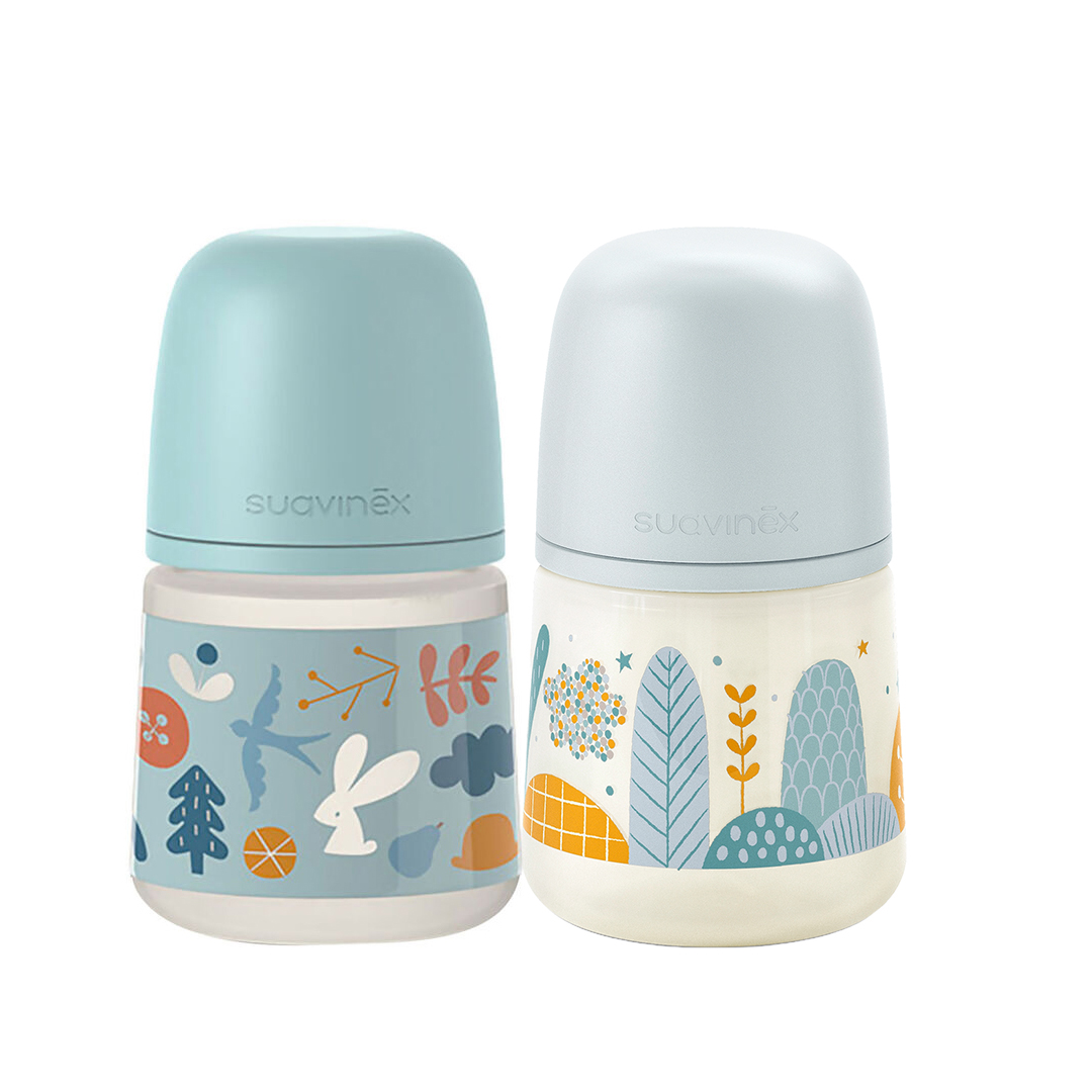 Biberones Anti Colicos Suavinex 150ml/5oz Color Azul/verde Flujo Lento Tetina Fisiologica Sxpro 2 Piezas