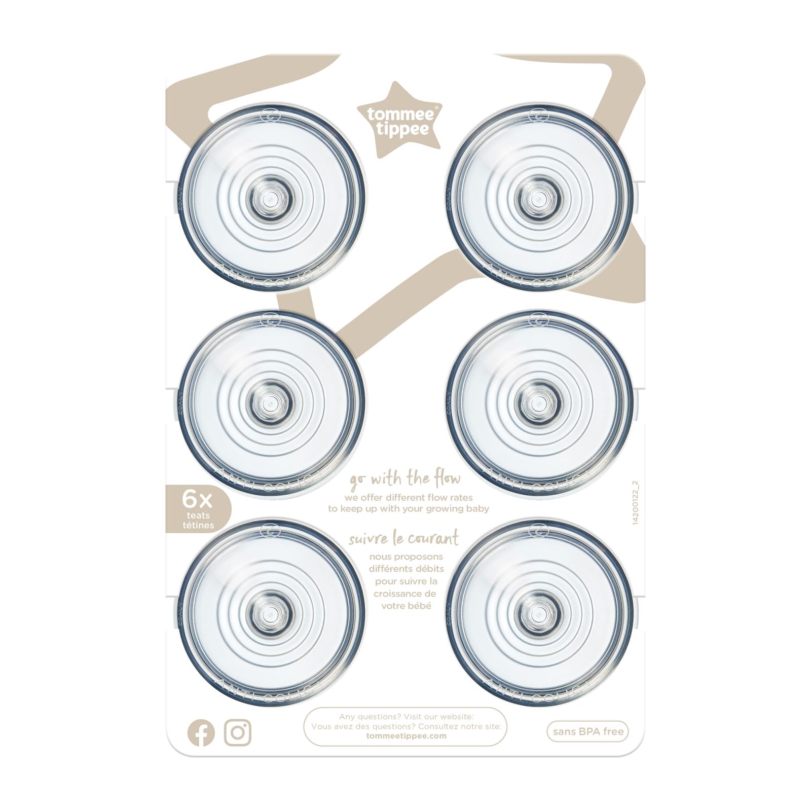 Foto 1 | Tetinas Para Biberones Tommee Tippee Advanced, Anticólicos, 3 M+, 6 Unidades - Venta Internacional.