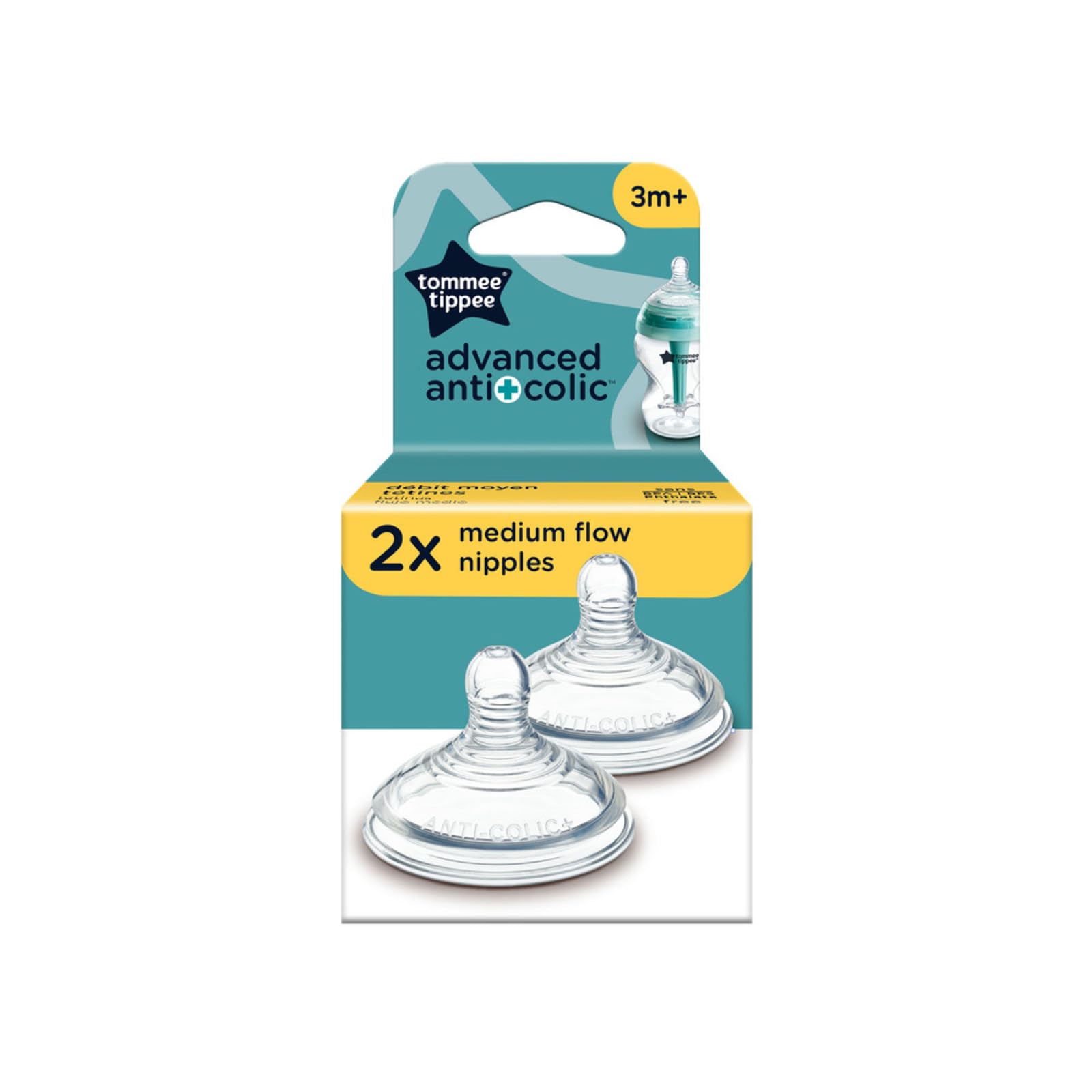 Foto 6 | Tetinas Para Biberones Tommee Tippee Advanced, Anticólicos, 3 M+ 2 Unidades - Venta Internacional.