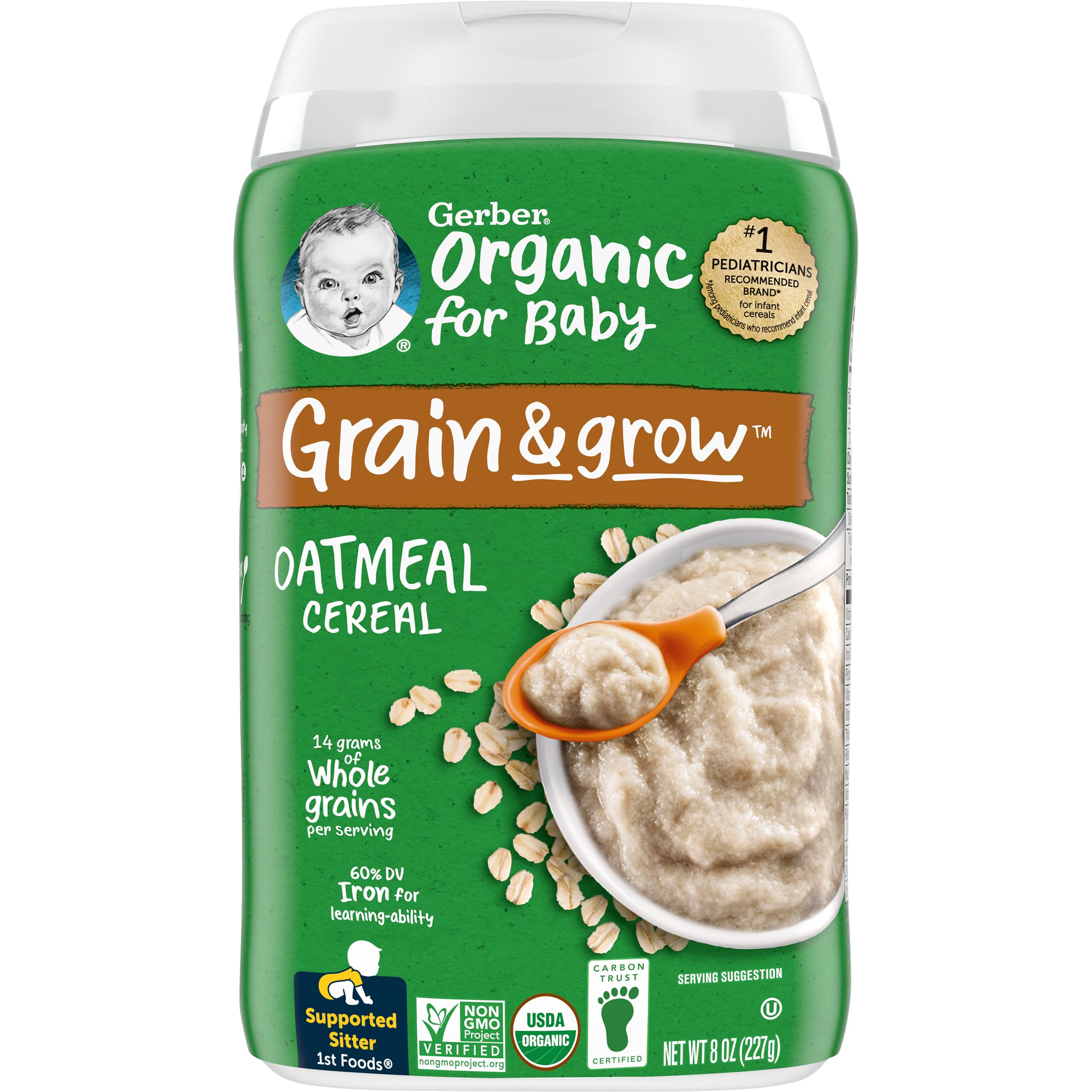 Foto 1 | Baby Cereal Gerber Organic 1st Foods, Avena, 227 Ml (x6) - Venta Internacional.