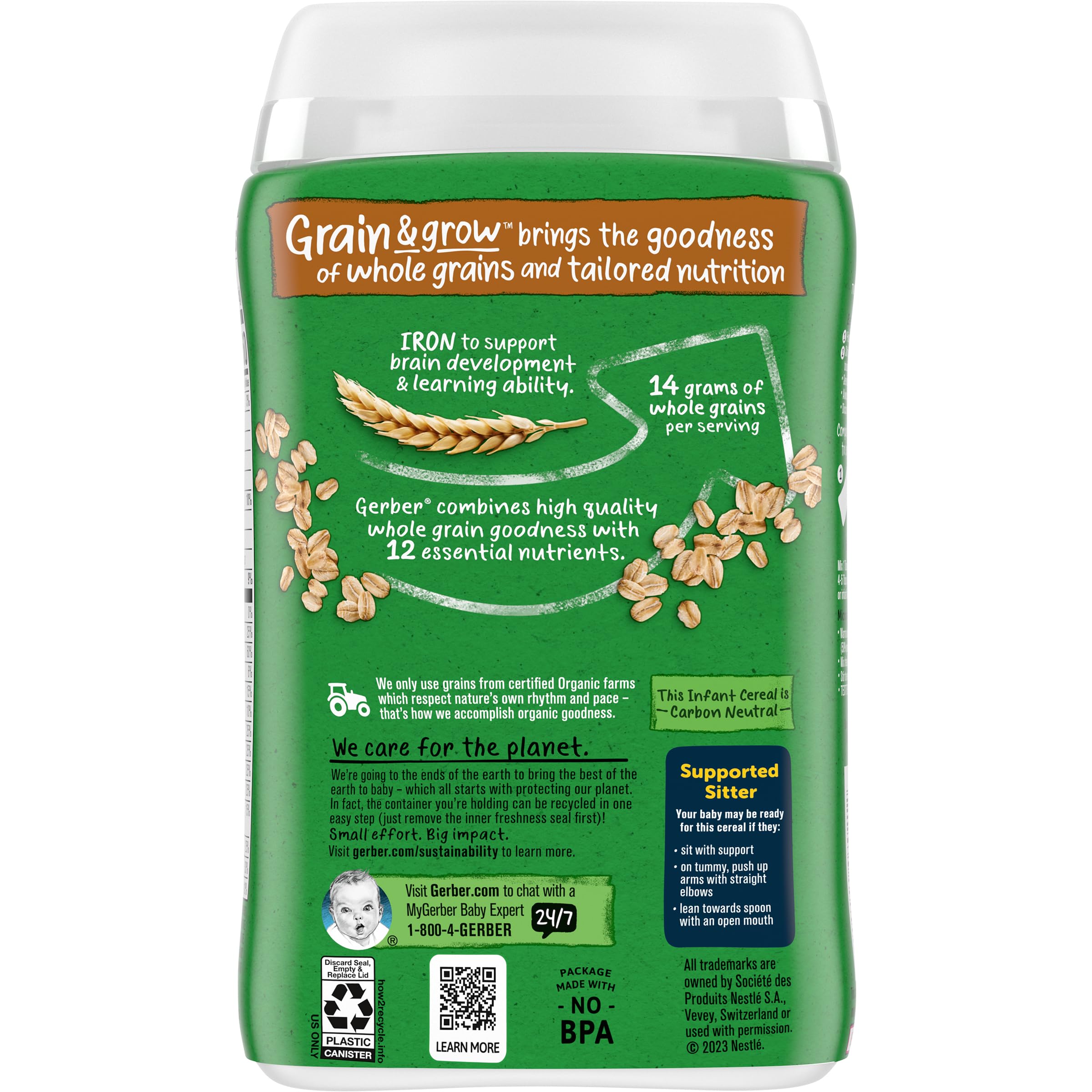 Foto 3 pulgar | Baby Cereal Gerber Organic 1st Foods, Avena, 227 Ml (x6) - Venta Internacional.