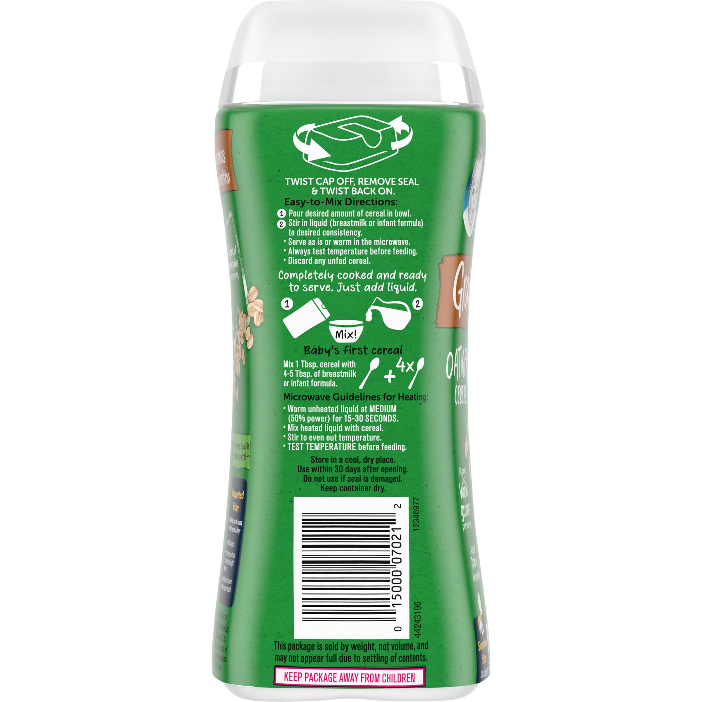 Foto 5 pulgar | Baby Cereal Gerber Organic 1st Foods, Avena, 227 Ml (x6) - Venta Internacional.