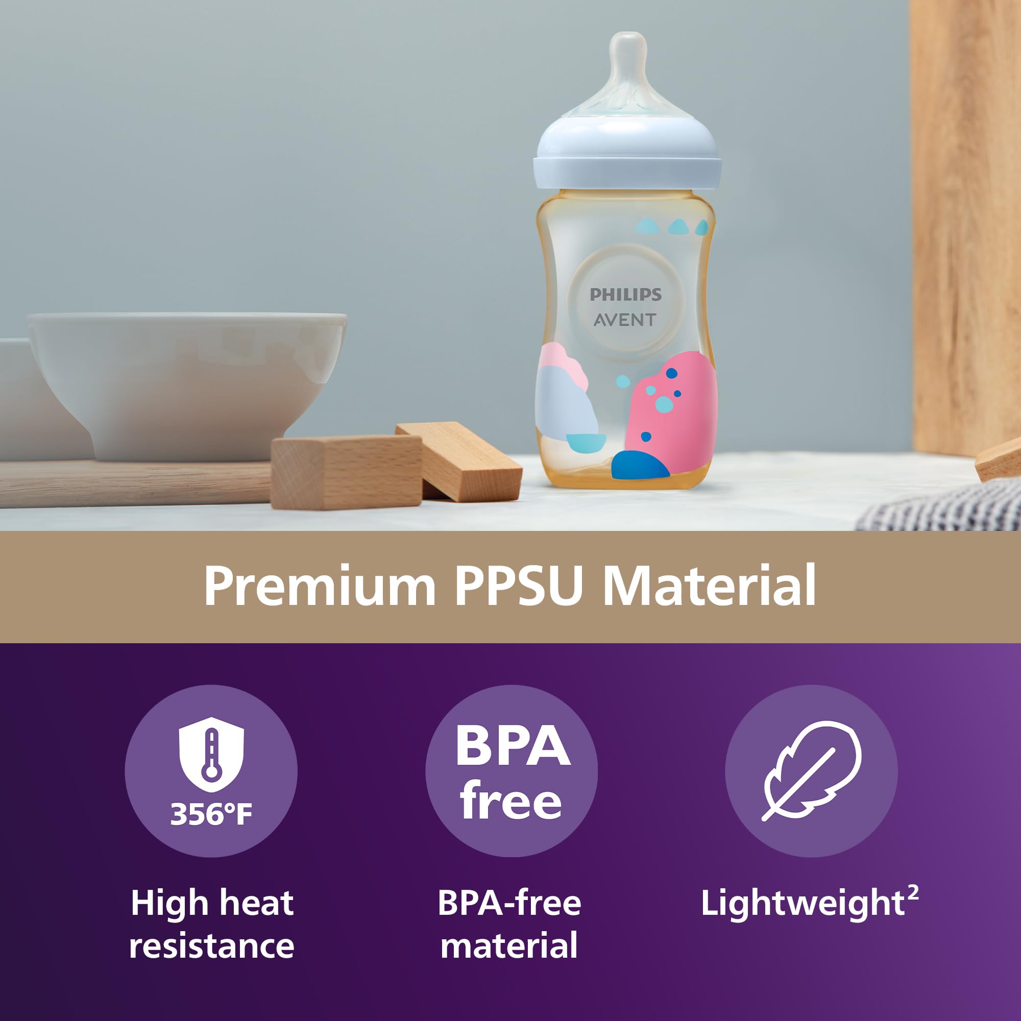 Foto 2 | Biberones Avent Ppsu Natural De 270 Ml Con Tetinas De Flujo Medio - Venta Internacional.