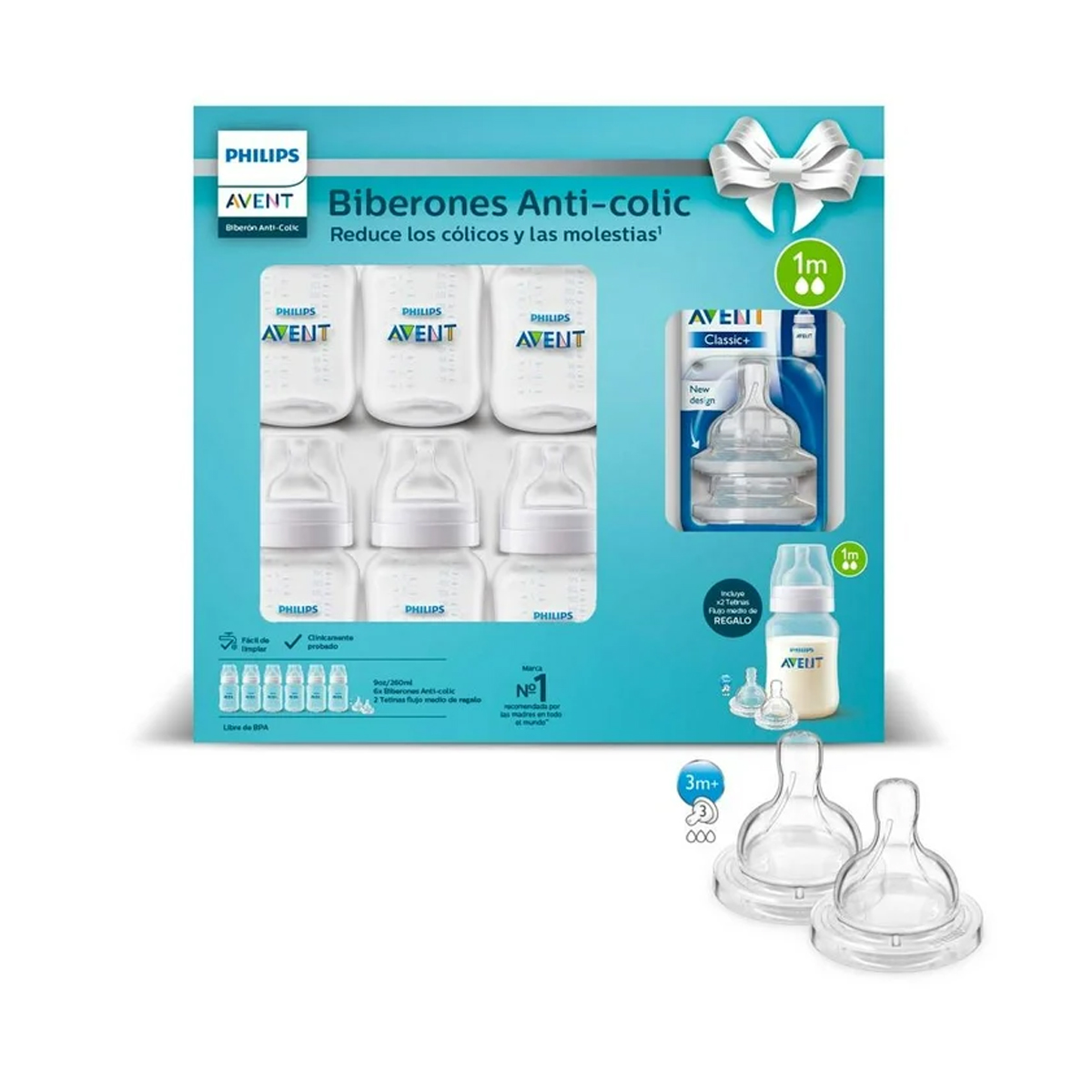 Foto 2 | Set Regalo Biberones Avent Anticólicos 9oz 8pz