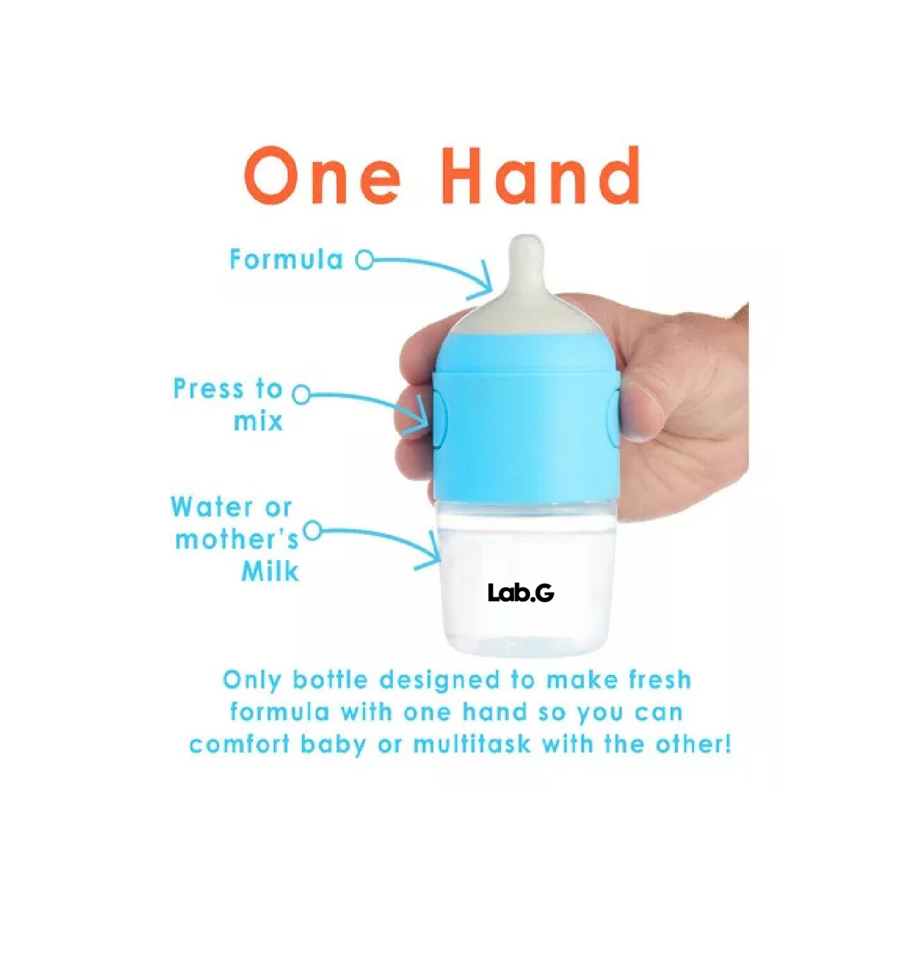 Foto 4 pulgar | Biberón Lab.g Anticólico Para Mezclar Fórmula 9oz/260ml 2pz Color Azul Marino Transparente