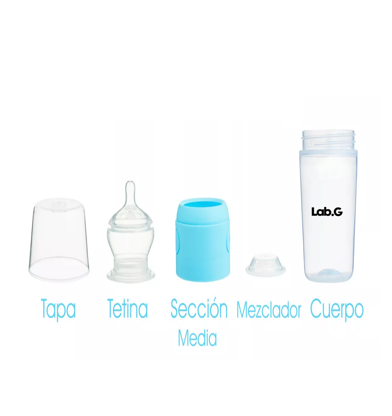 Foto 6 pulgar | Biberón Lab.g Anticólico Para Mezclar Fórmula 9oz/260ml 2pz Color Azul Marino Transparente
