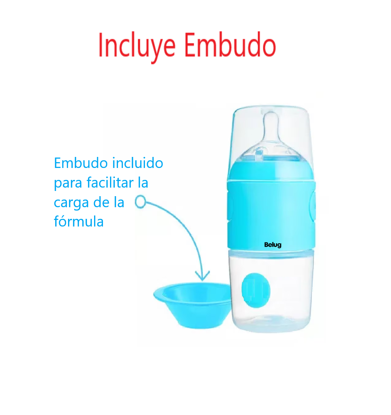 Foto 4 | Biberón Anticólico Para Mezclar Fórmula 9oz/260ml 3pz Belug, Azul