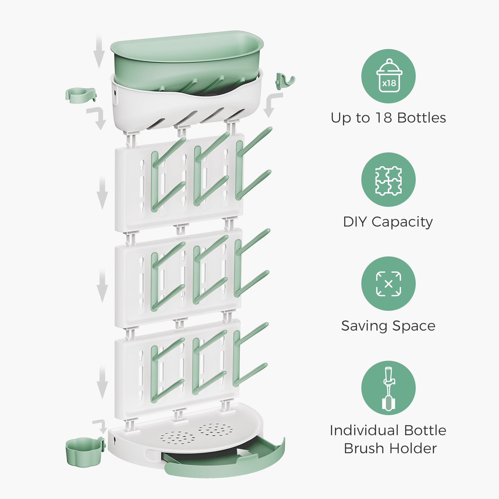 Foto 4 pulgar | Estante Para Secar Botellas Momcozy Diy, Más Grande, Para 18 Botellas - Venta Internacional.