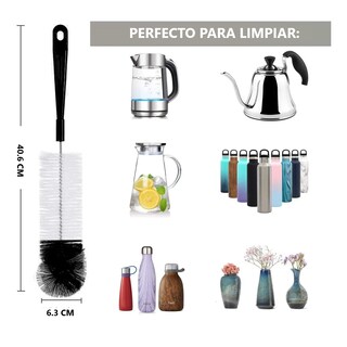 Foto 2 | Set De 5 Cepillos De Limpieza Botellas Termos Botes Lab.g Negro