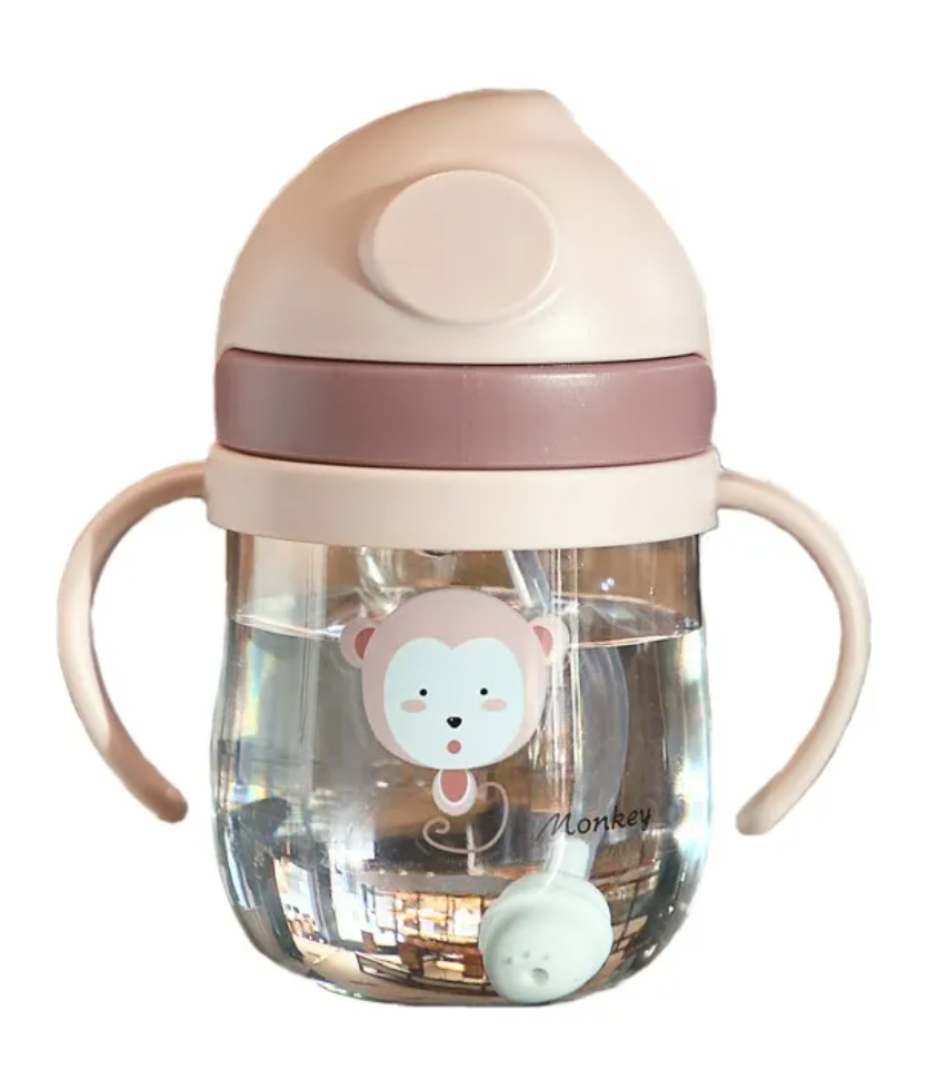 Vaso Para Bebés Con Aza Antiderrame Con Sorbete Color Rosa De 250ml