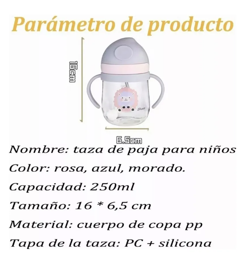 Foto 5 | Vaso Para Bebés Con Aza Antiderrame Con Sorbete Color Rosa De 250ml