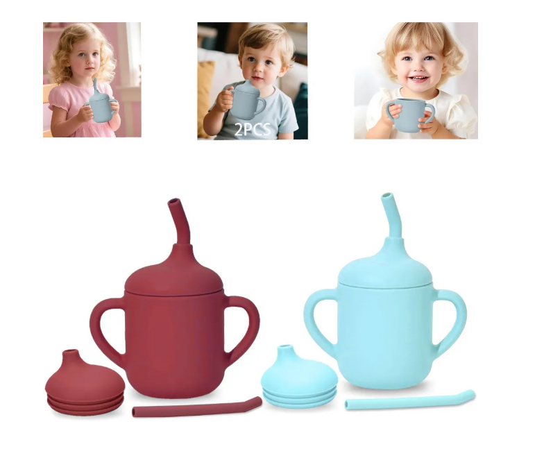 Foto 2 pulgar | 2pcvaso Silicón Suave Niños Con Popote Aprendizaje Libre Bpa
