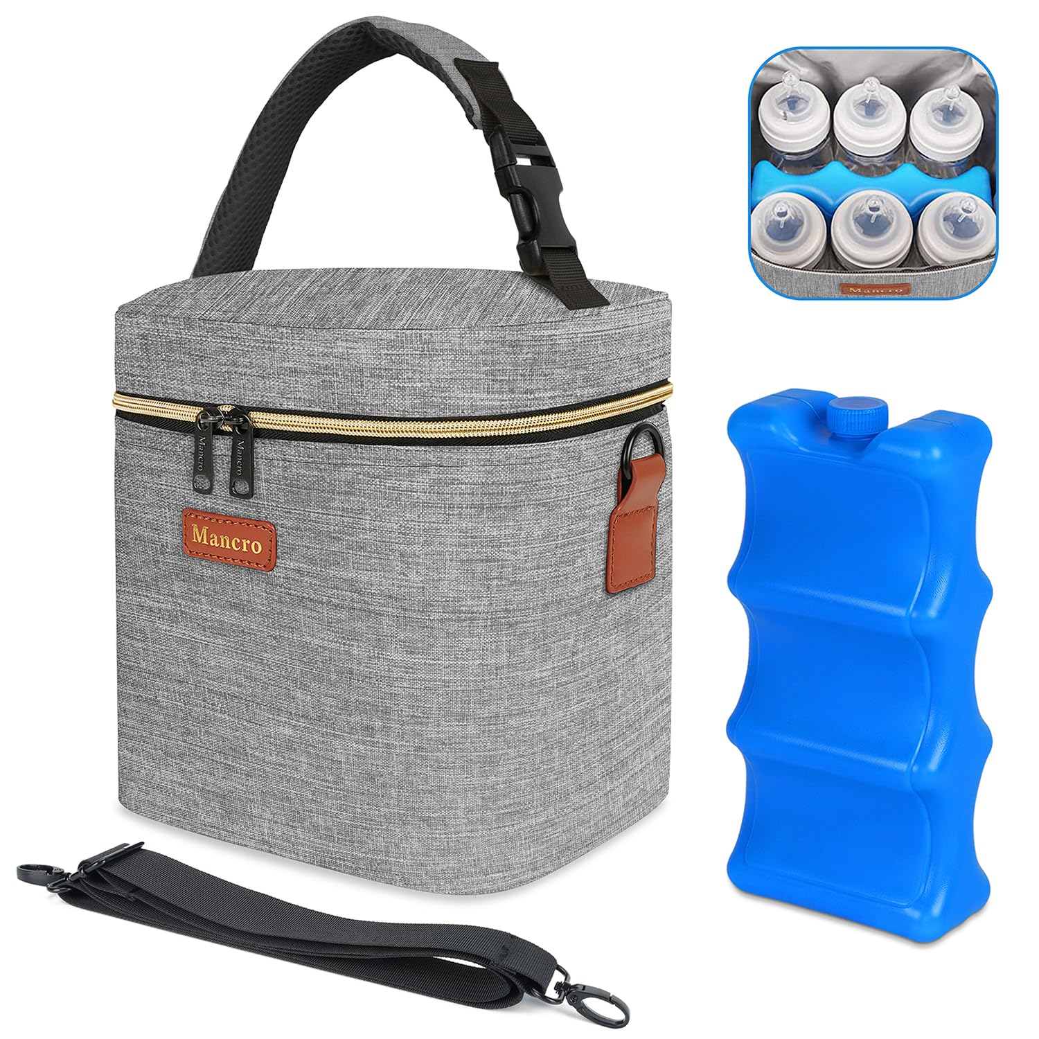 Foto 2 pulgar | Bolsa Para Biberones Mancro  Aislante  6 Biberones  270 Ml  Color Gris - Venta Internacional.
