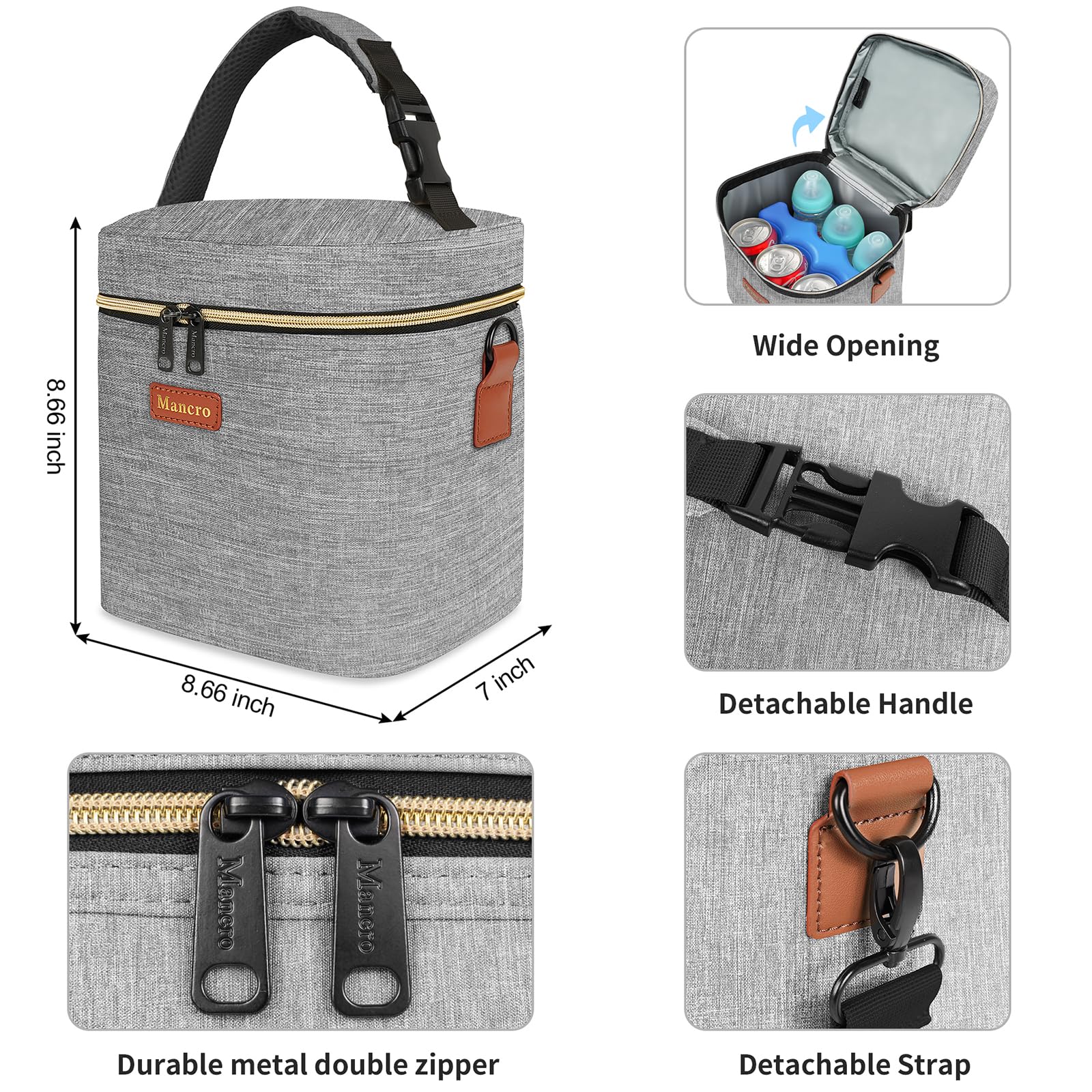 Foto 5 pulgar | Bolsa Para Biberones Mancro  Aislante  6 Biberones  270 Ml  Color Gris - Venta Internacional.