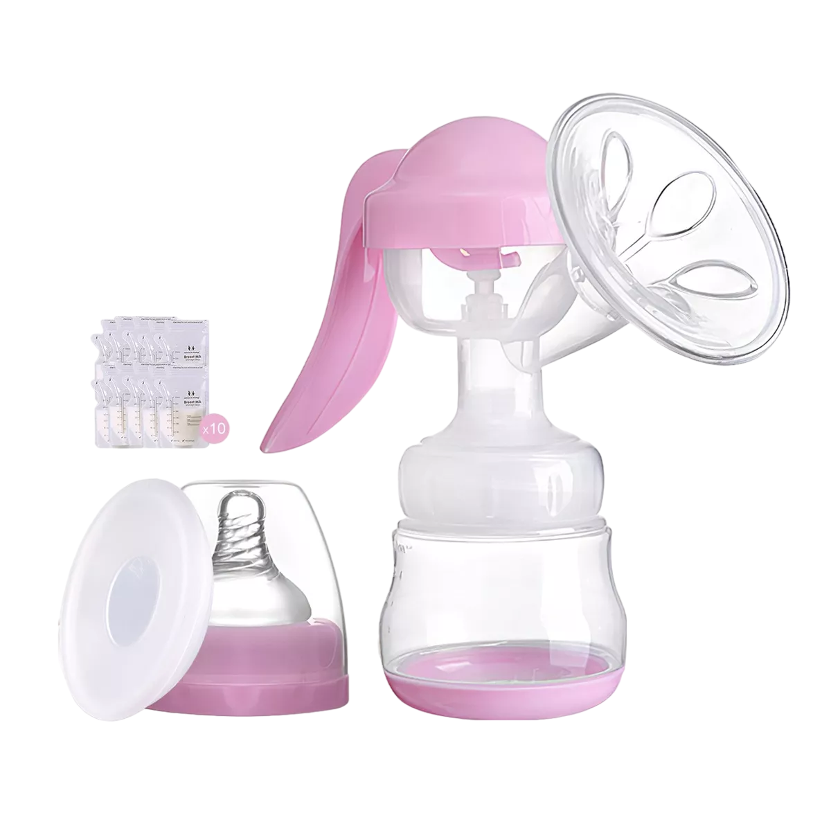 Extractor De Leche Materna Saca Leche Con 10 Bolsas Transparente/rosa